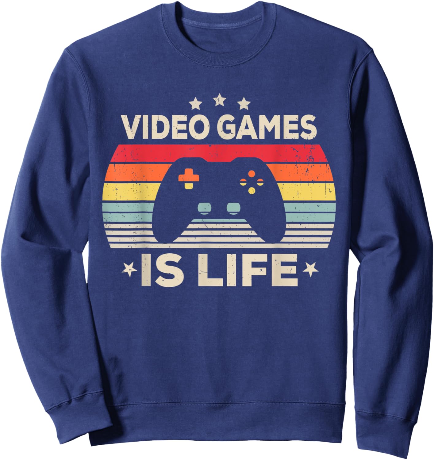 Video Games Is Life Girl Women Men Boys Gamer Gaming Vintage Sweatshirt - Sweatshirt | Navy