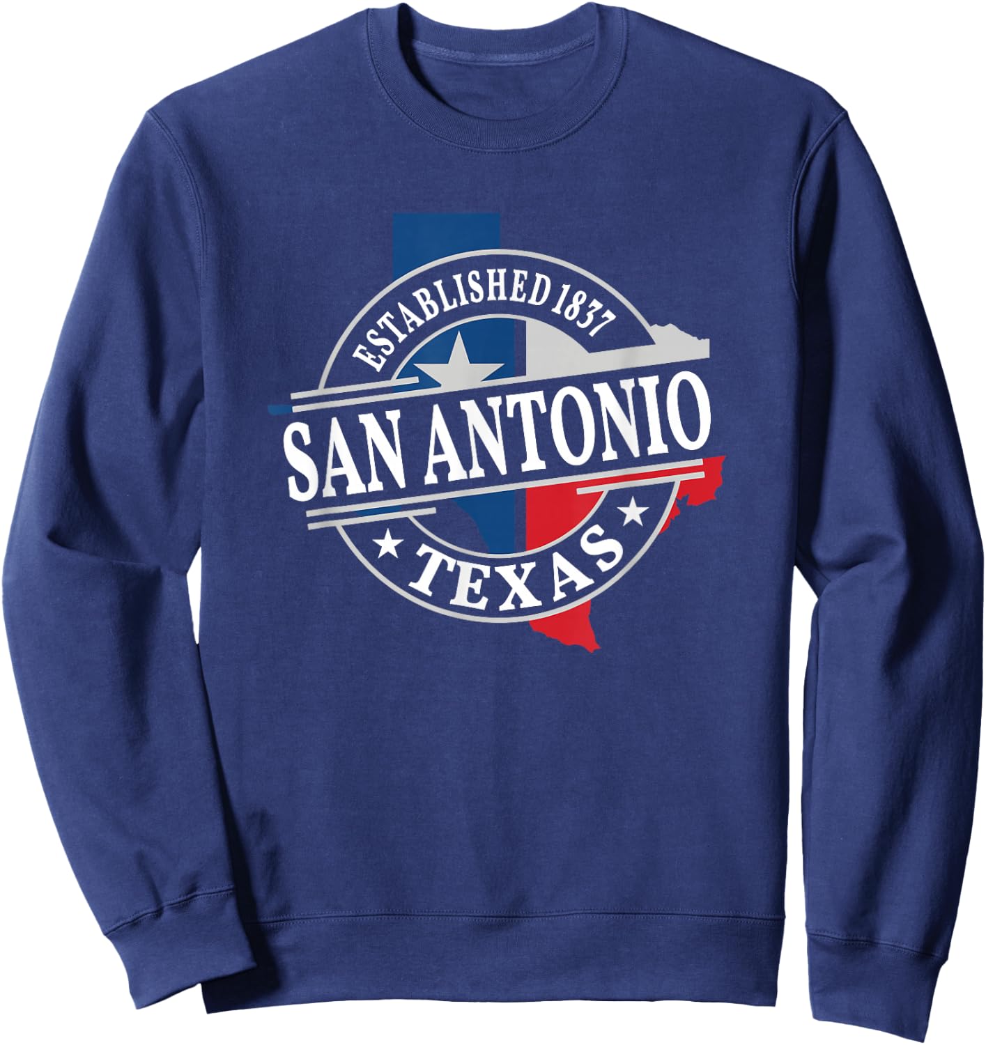 San Antonio Texas Black Heart Women's -Adults Small Short Sleeve Classic Fit Cotton Sweatshirt - Sweatshirt | Navy