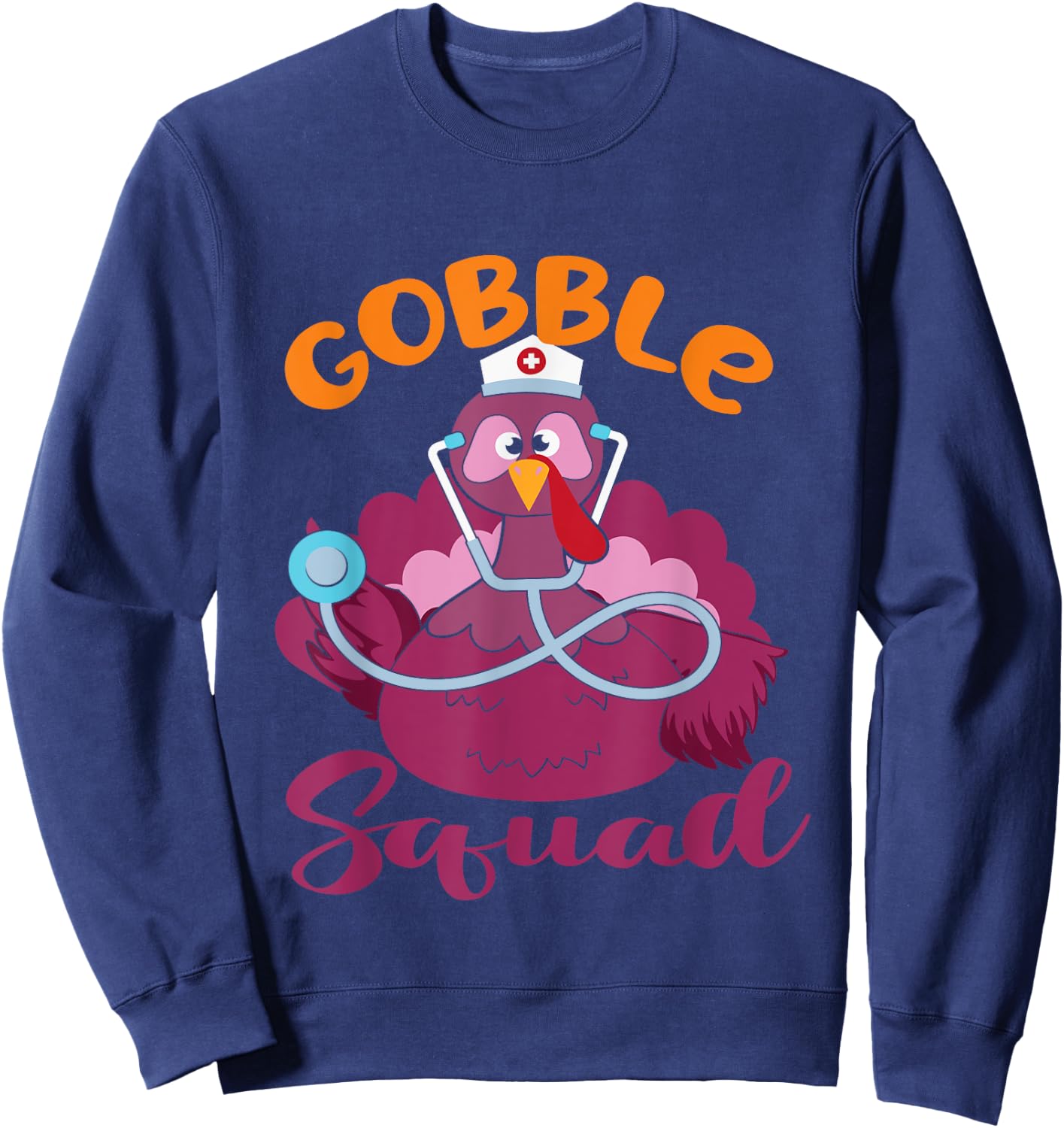 cardiac Nurse Gobble Squad, Funny Turkey Thanksgiving, er Sweatshirt - Sweatshirt | Navy