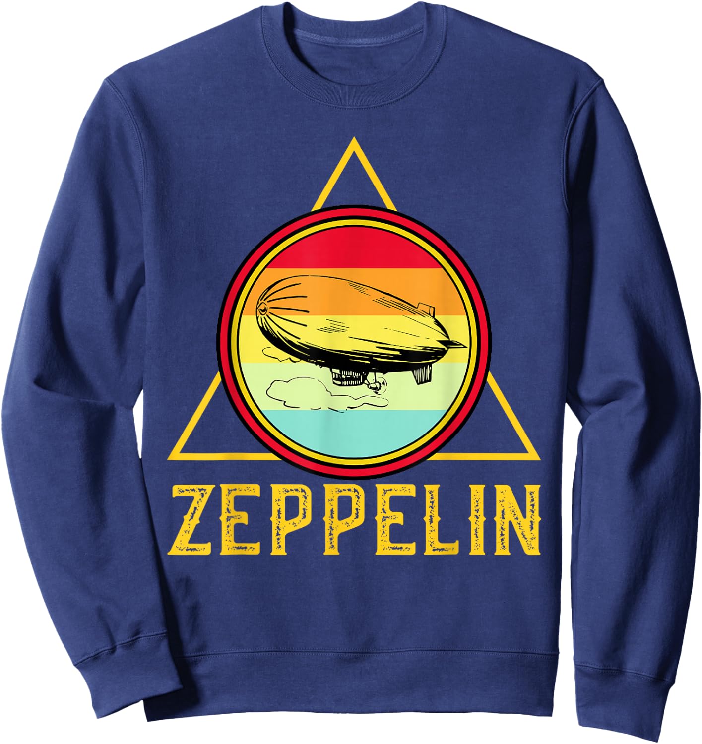 Vintage Retro Zeppelin - 70s 80s Dirigible Airship Blimp Sweatshirt - Sweatshirt | Navy