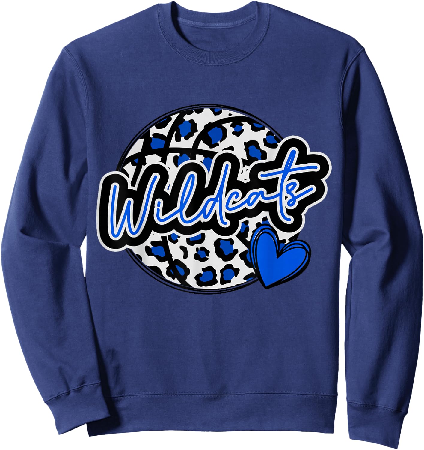 Leopard Cheetah Basketball Wildcats Blue Spirit Game Sweatshirt - Sweatshirt | Navy