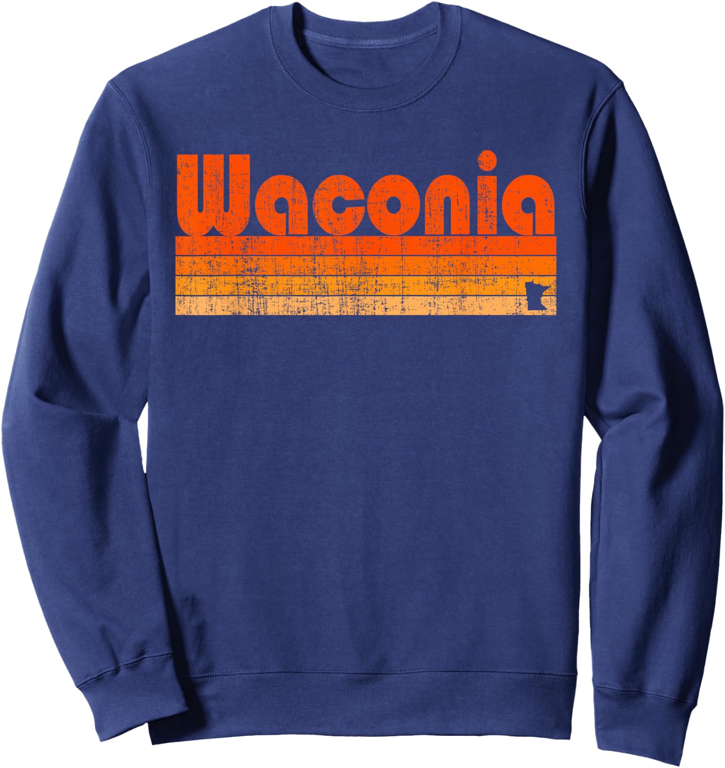 Waconia, Minnesota Retro 80s Style Sweatshirt - Sweatshirt | Navy
