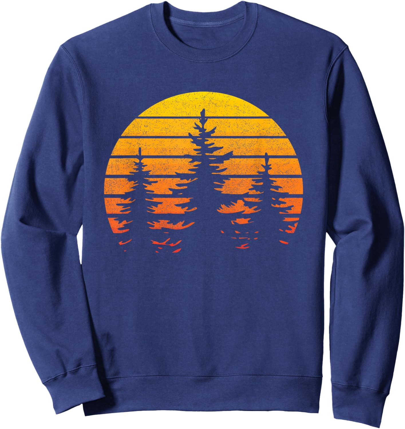 Vintage Forest Trees Outdoors Nature Retro Graphic Women Men Sweatshirt - Sweatshirt | Navy