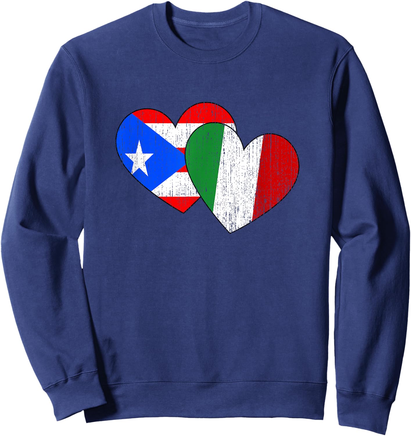 Half Italian And Puerto Rican Rico Italy Flag Heart Boricua Sweatshirt - Sweatshirt | Navy