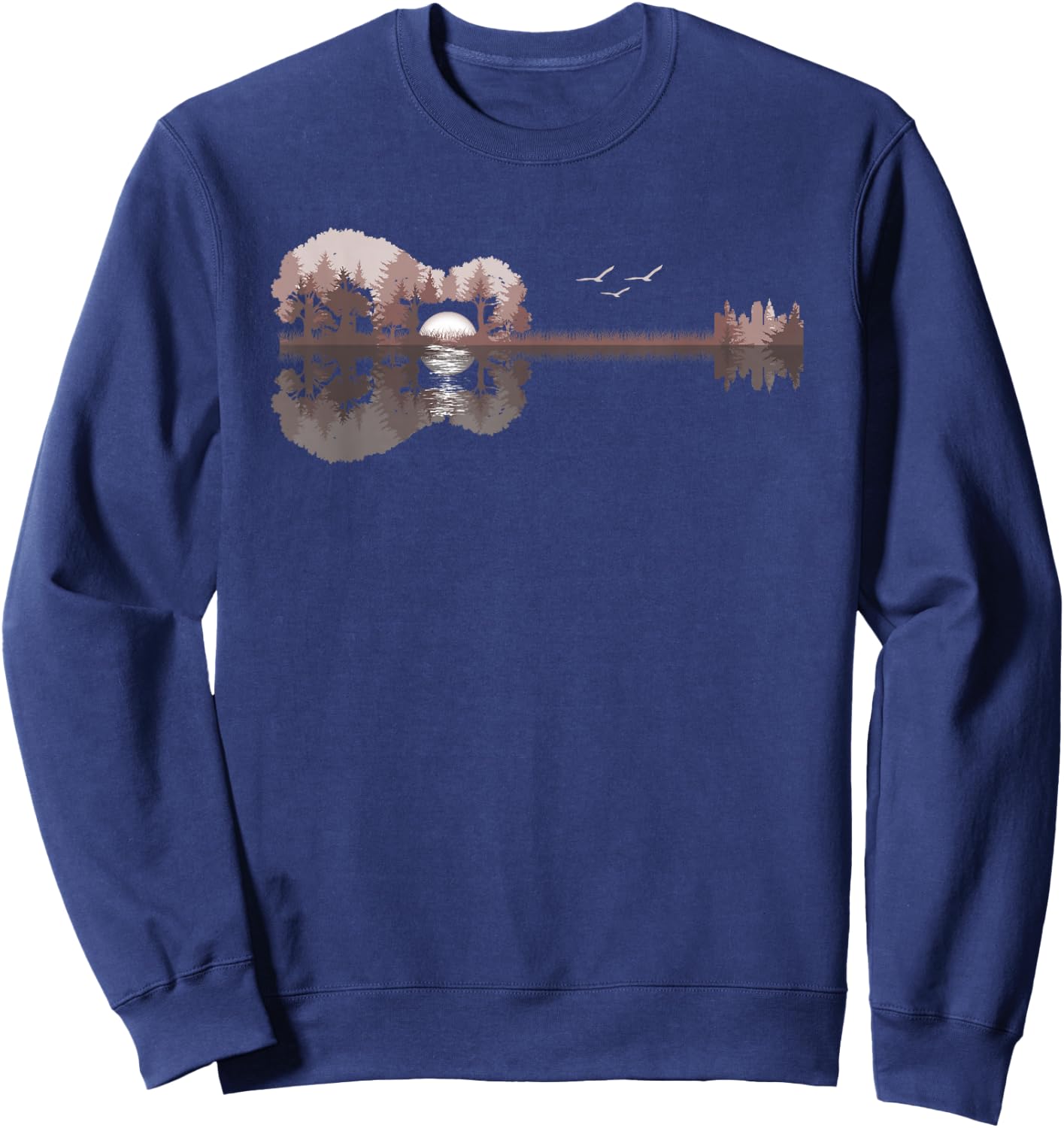 Acoustic Guitar Lake Sunset Guitarist Country Rock Music Sweatshirt - Sweatshirt | Navy