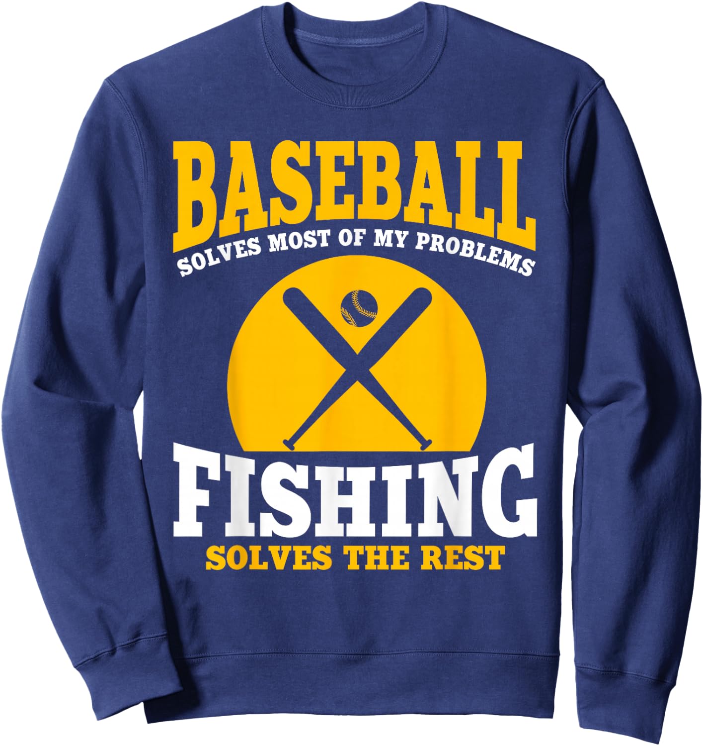 Funny Baseball And Fishing Outfit Love Catch Fish Sweatshirt - Sweatshirt | Navy