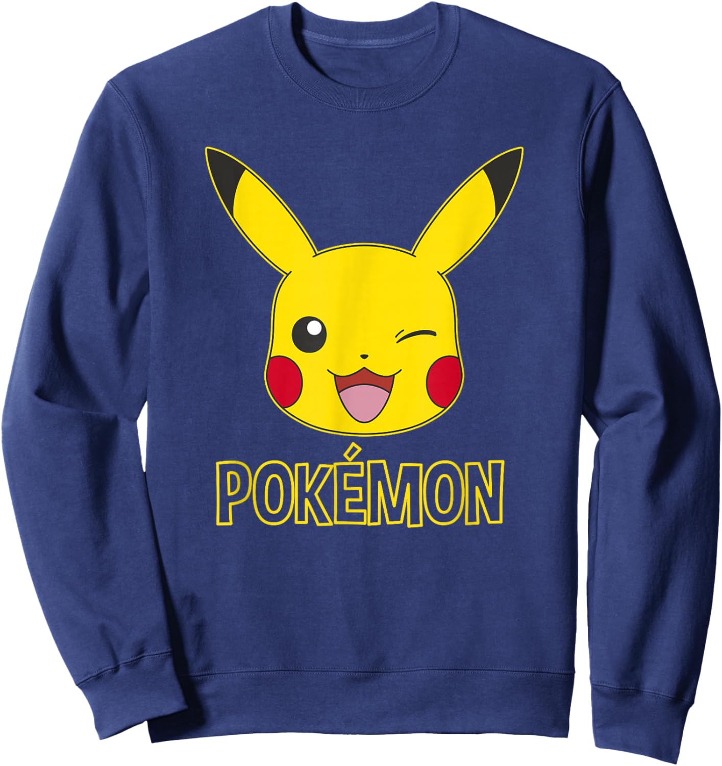 Pokémon Pikachu Cute Wink Classic Logo Sweatshirt - Sweatshirt | Navy
