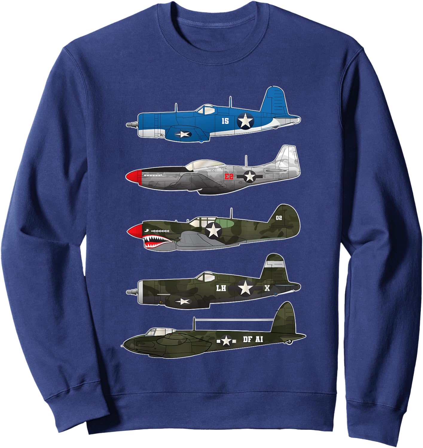 American Planes WW2 Warbirds P51 Mustang B-17 Fortress Gift Sweatshirt - Sweatshirt | Navy