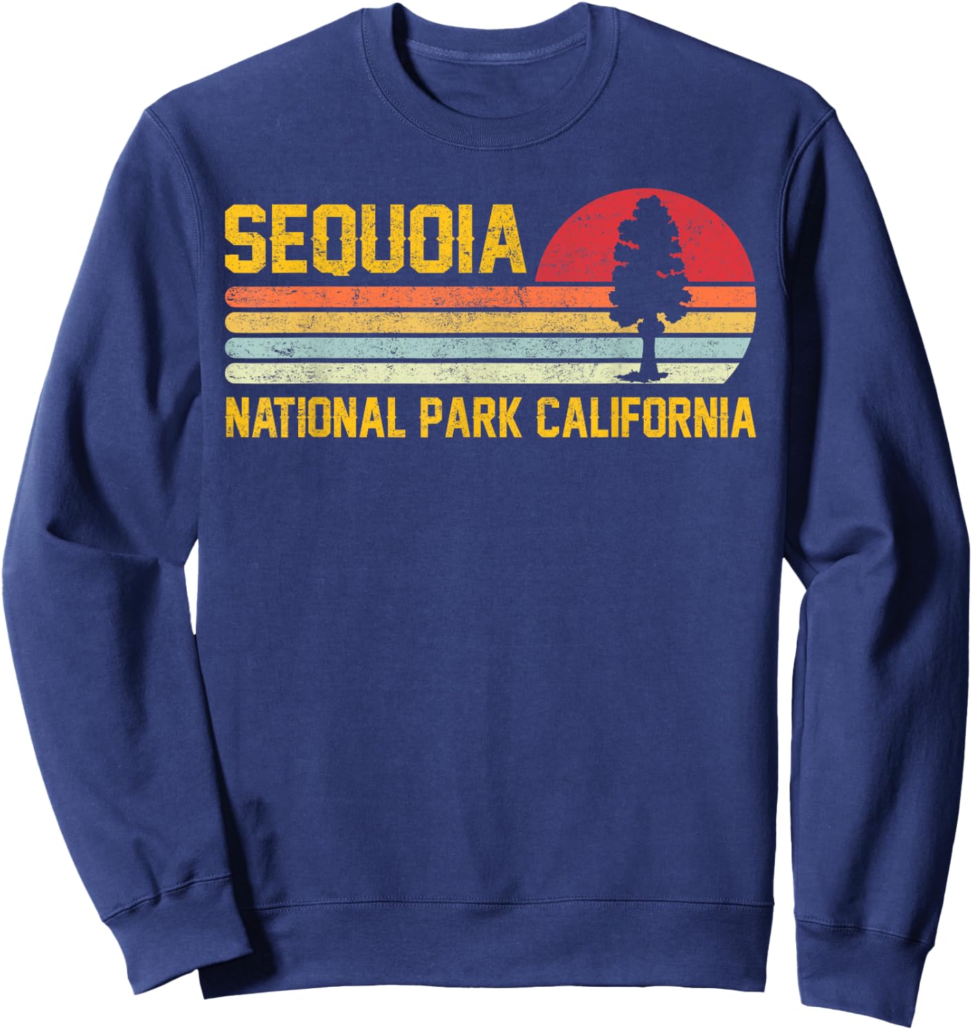 Sequoia National Park California Retro Adventure Sweatshirt - Sweatshirt | Navy