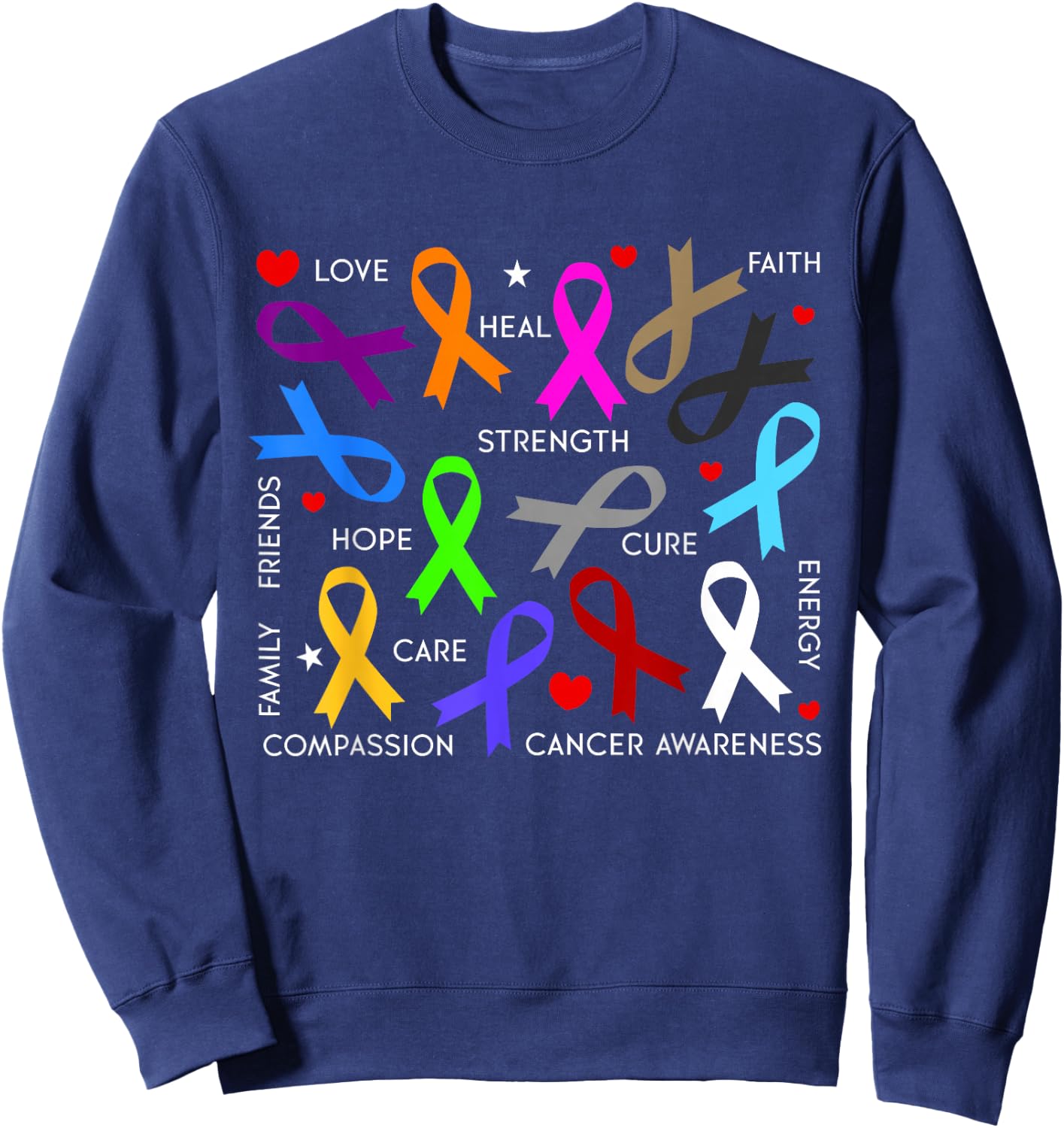 Cancer Awareness - Fight Cancer Ribbons Sweatshirt - Sweatshirt | Navy