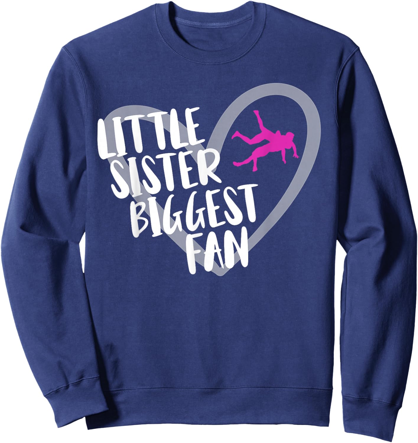 Wrestling Sister Heart Little Sister Biggest Fan Sweatshirt - Sweatshirt | Navy