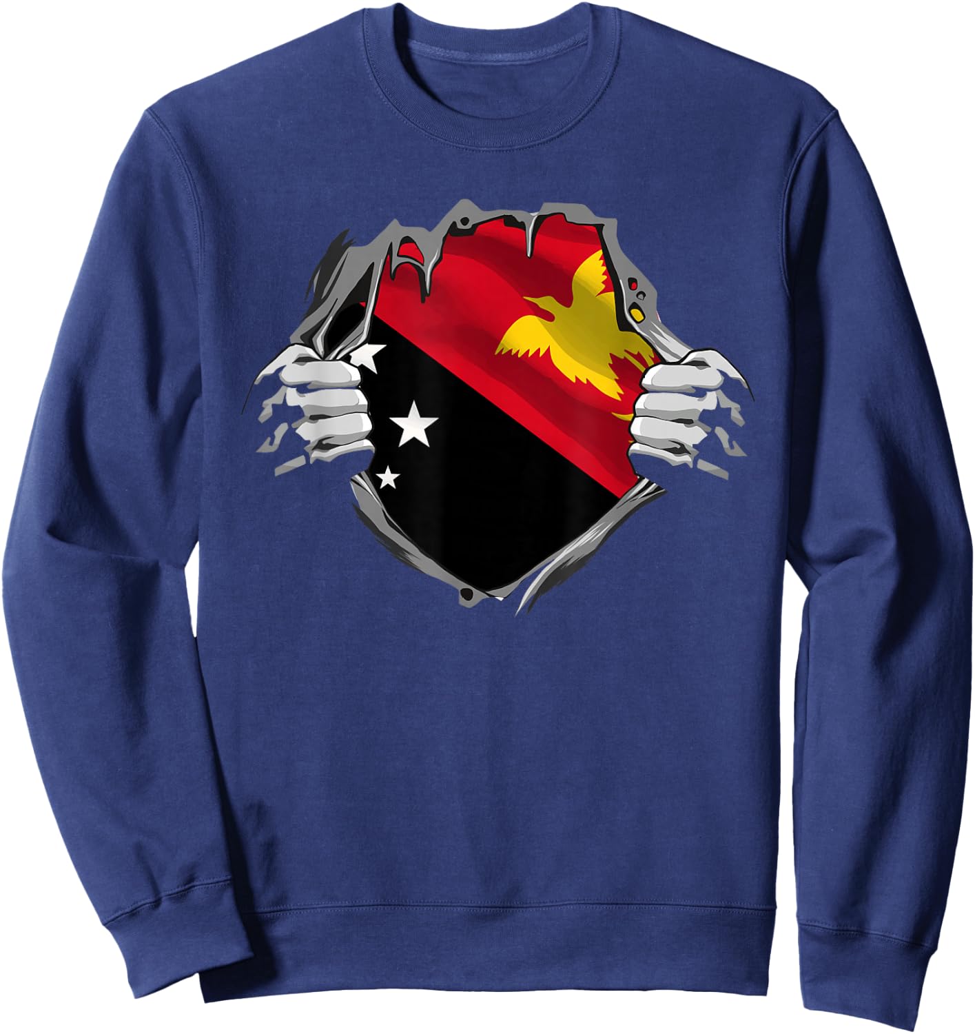 Funny Papua New Guinea Flag Country Oceania Sweatshirt - Sweatshirt | Navy