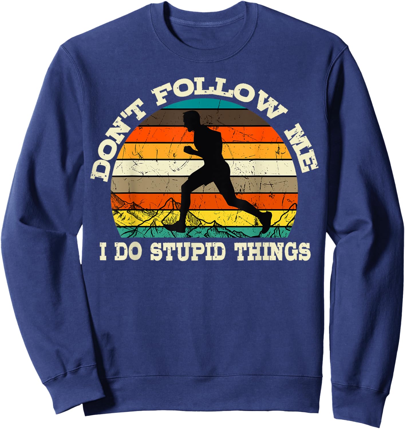 Trail Running Retro Vintage Ultra Runner Mountain Sport Sweatshirt - Sweatshirt | Navy