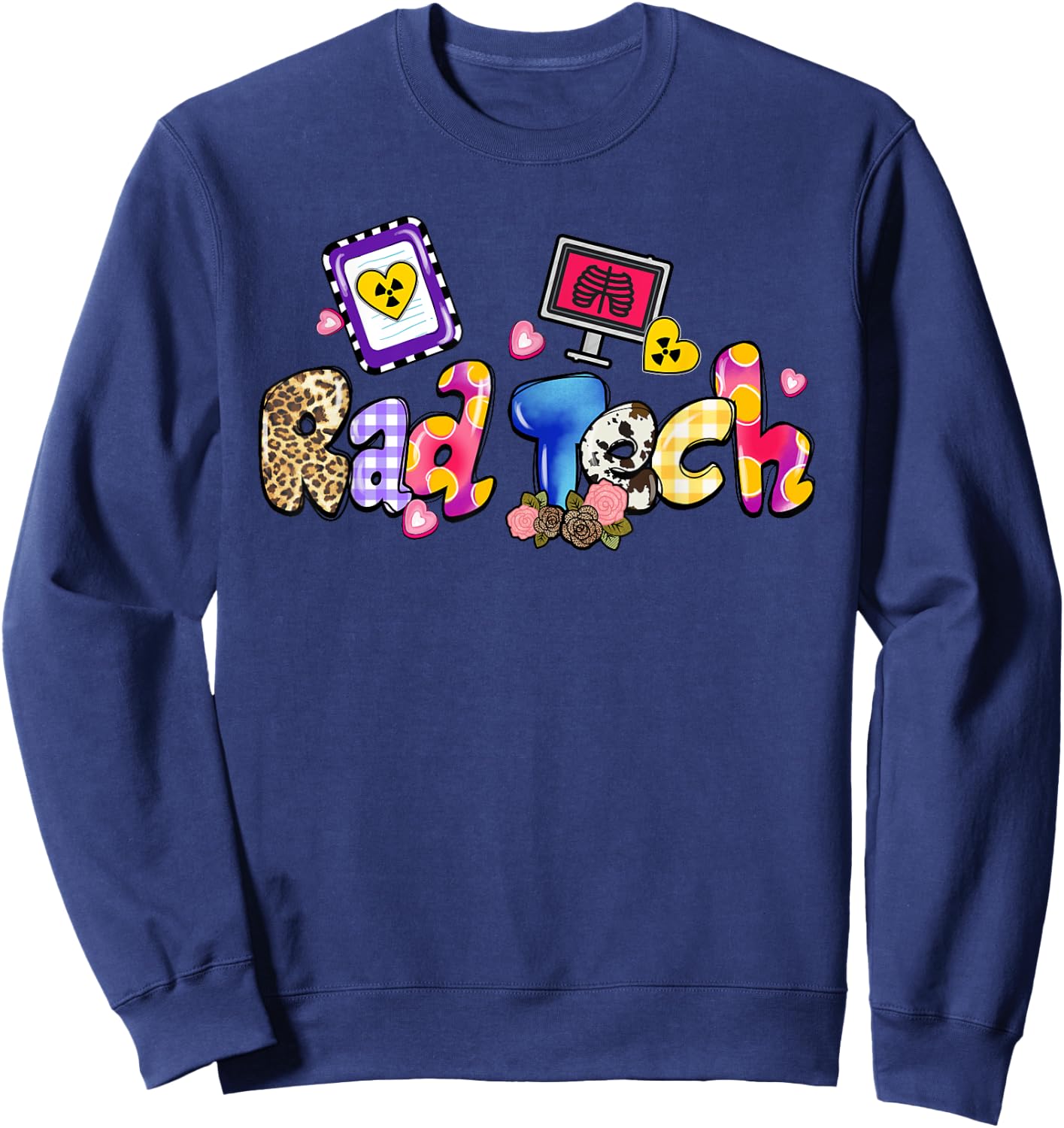 Rad Tech Leopard Funny Rad Tech Gifts Sweatshirt - Sweatshirt | Navy