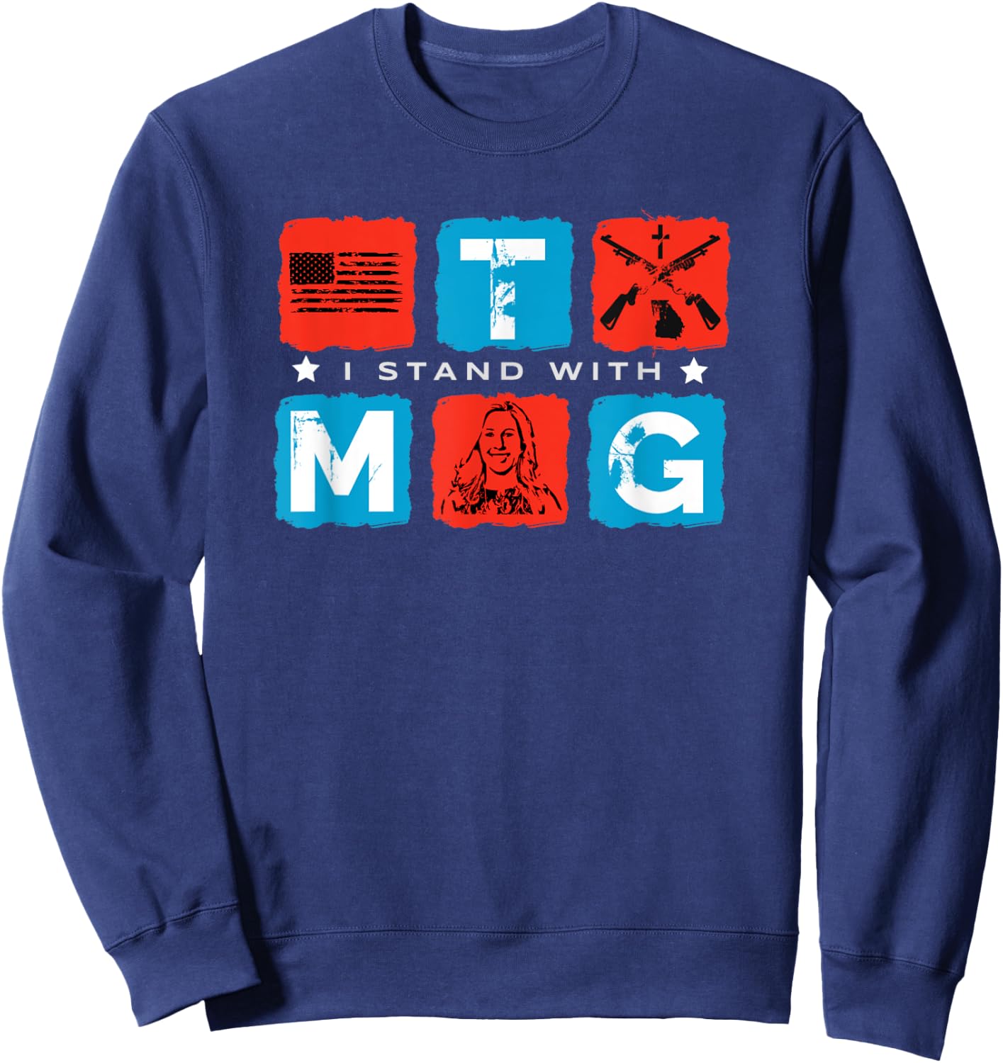 I Stand With MTG Marjorie Taylor Greene Republican Political Sweatshirt - Sweatshirt | Navy