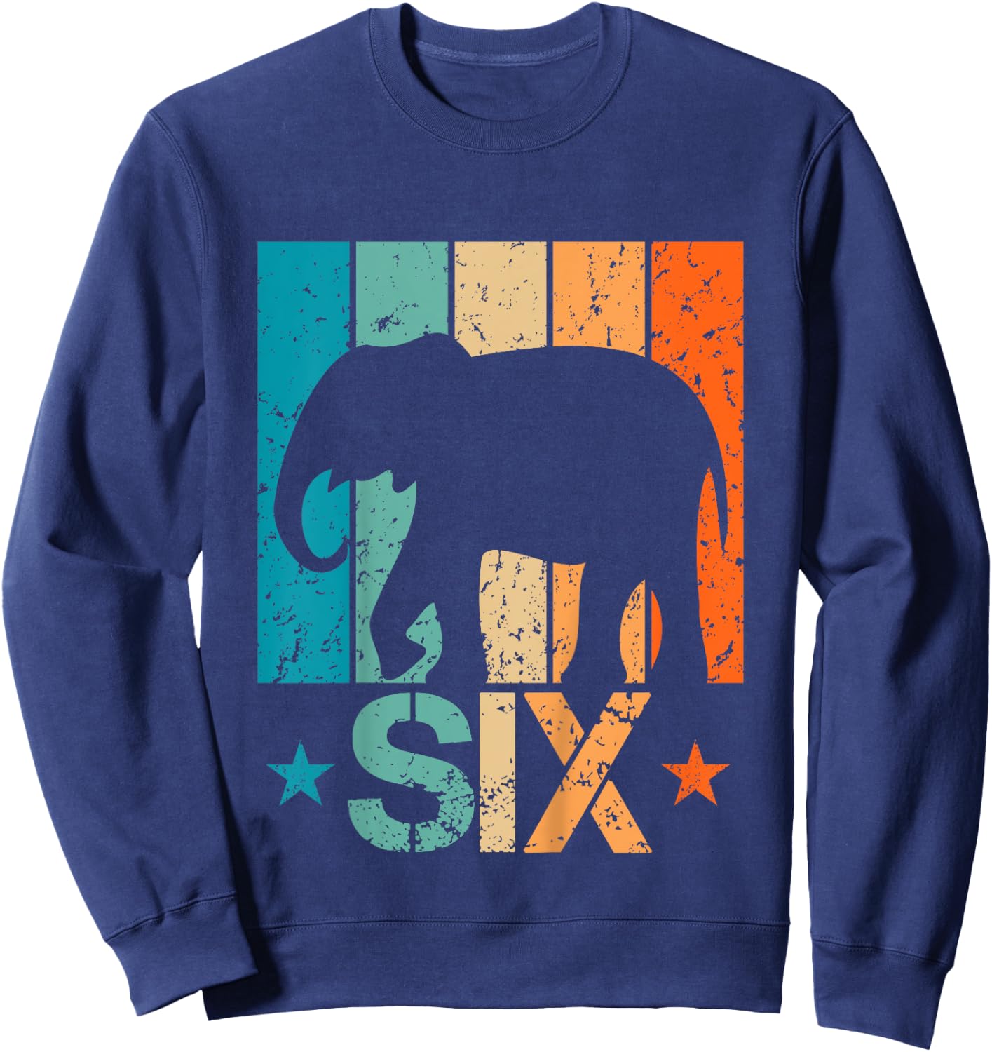 Funny 6th Elephant Birthday 6 Year Old Birthday Elephant Sweatshirt - Sweatshirt | Navy
