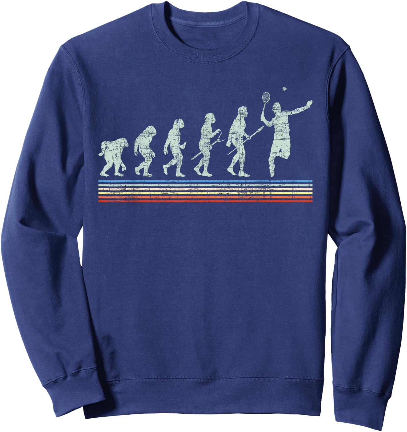 Retro Tennis Player Evolution - Racket Game Sports Lover Sweatshirt - Sweatshirt | Navy