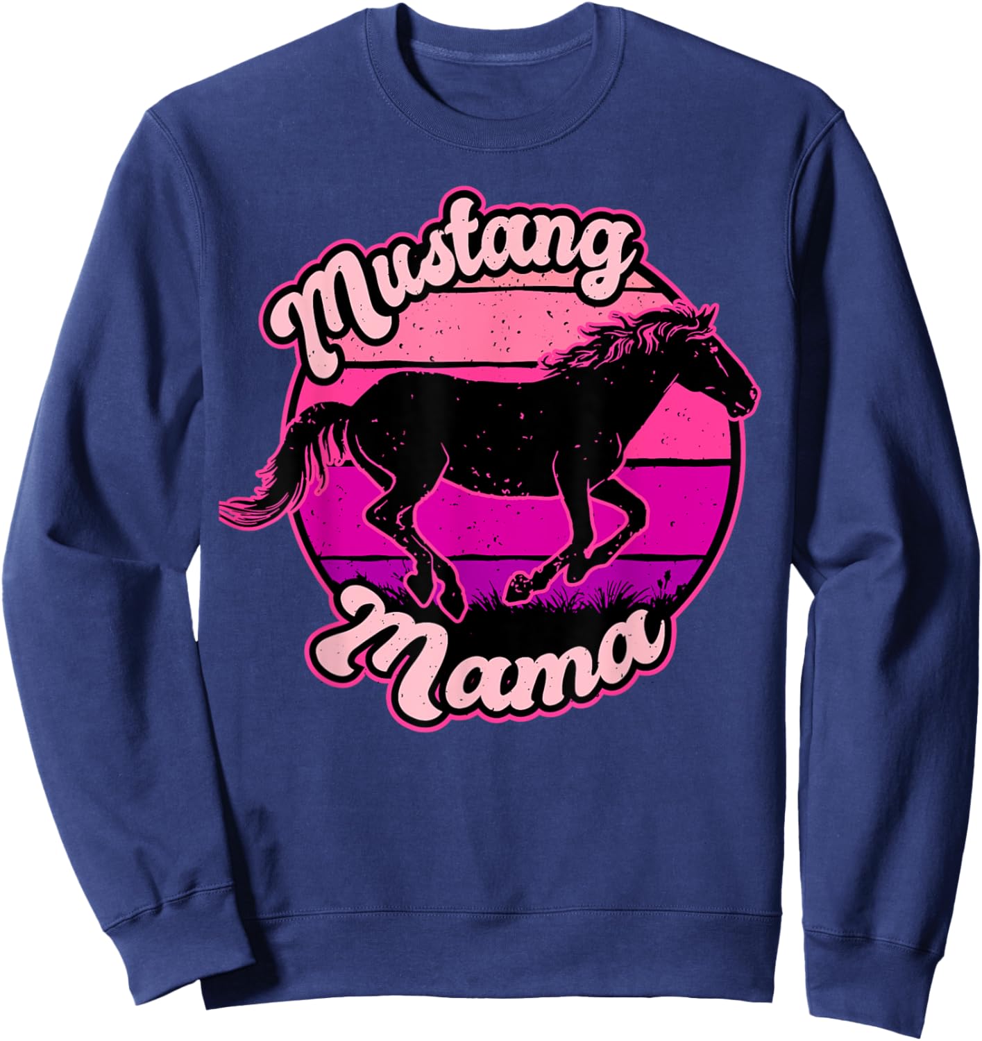 Mustang Mama, Mother Day, Mum, Horse Lover, Western, Retro Sweatshirt - Sweatshirt | Navy