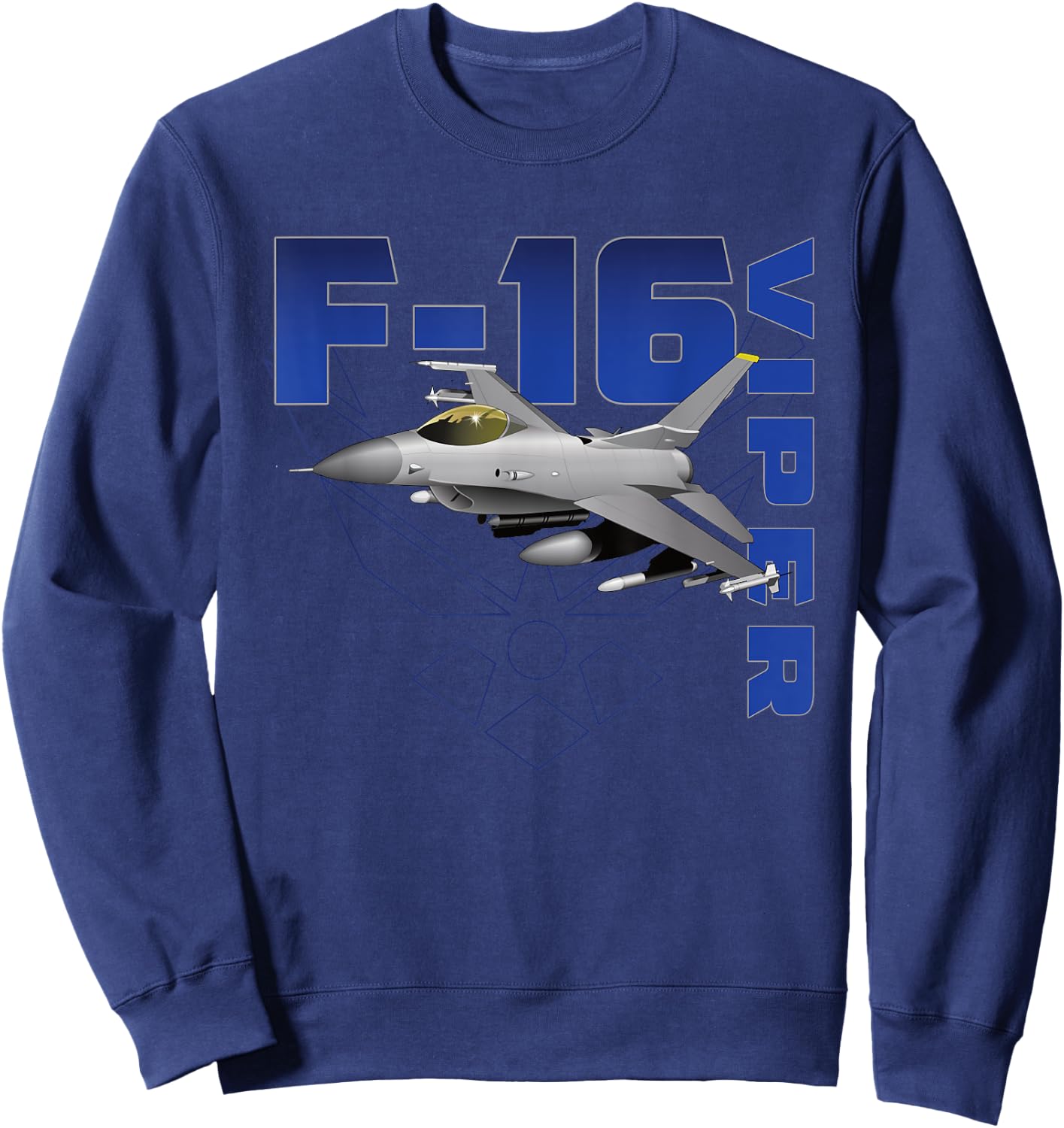 F-16 Viper Historic US Military Aircraft Sweatshirt - Sweatshirt | Navy