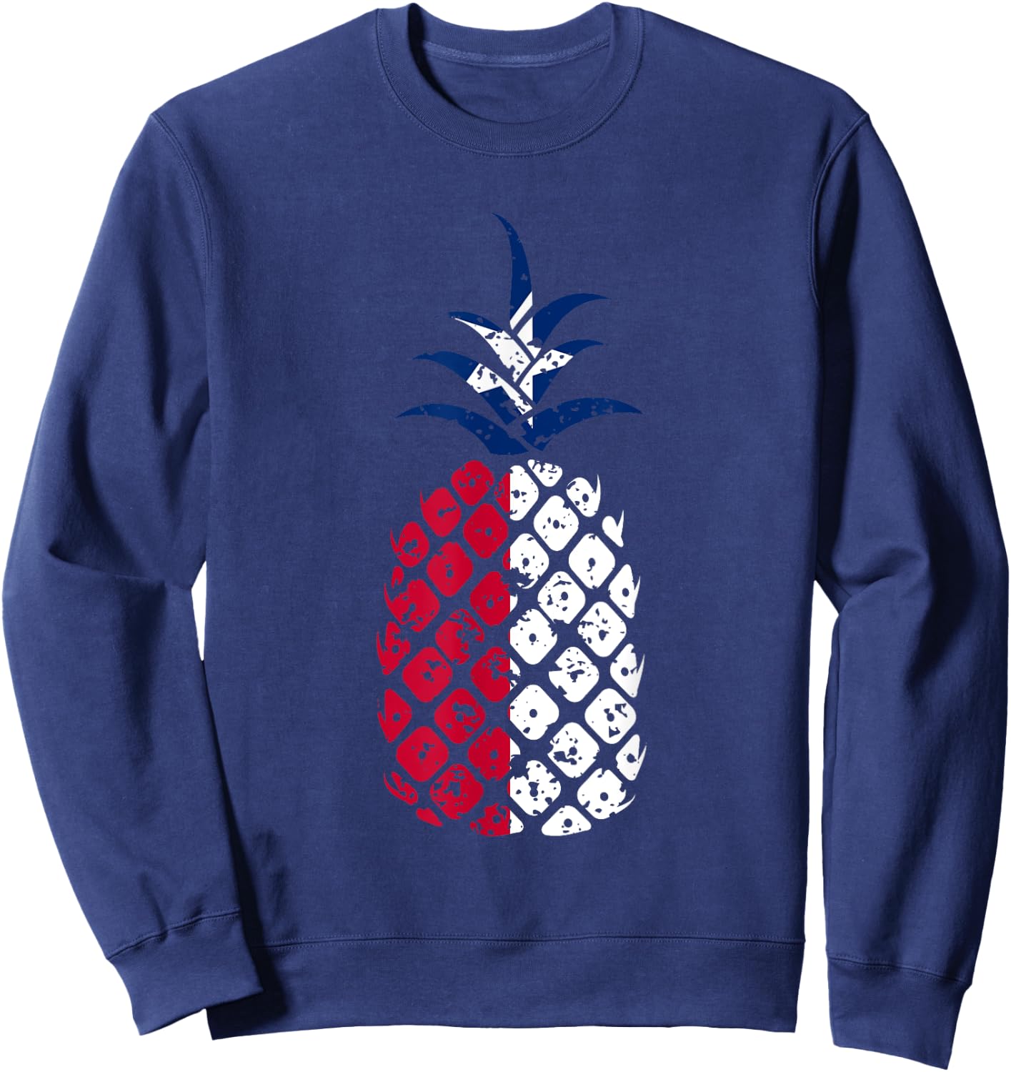 Texas Flag Pineapple | Distressed Tropical Fruit Texan Girl Sweatshirt - Sweatshirt | Navy