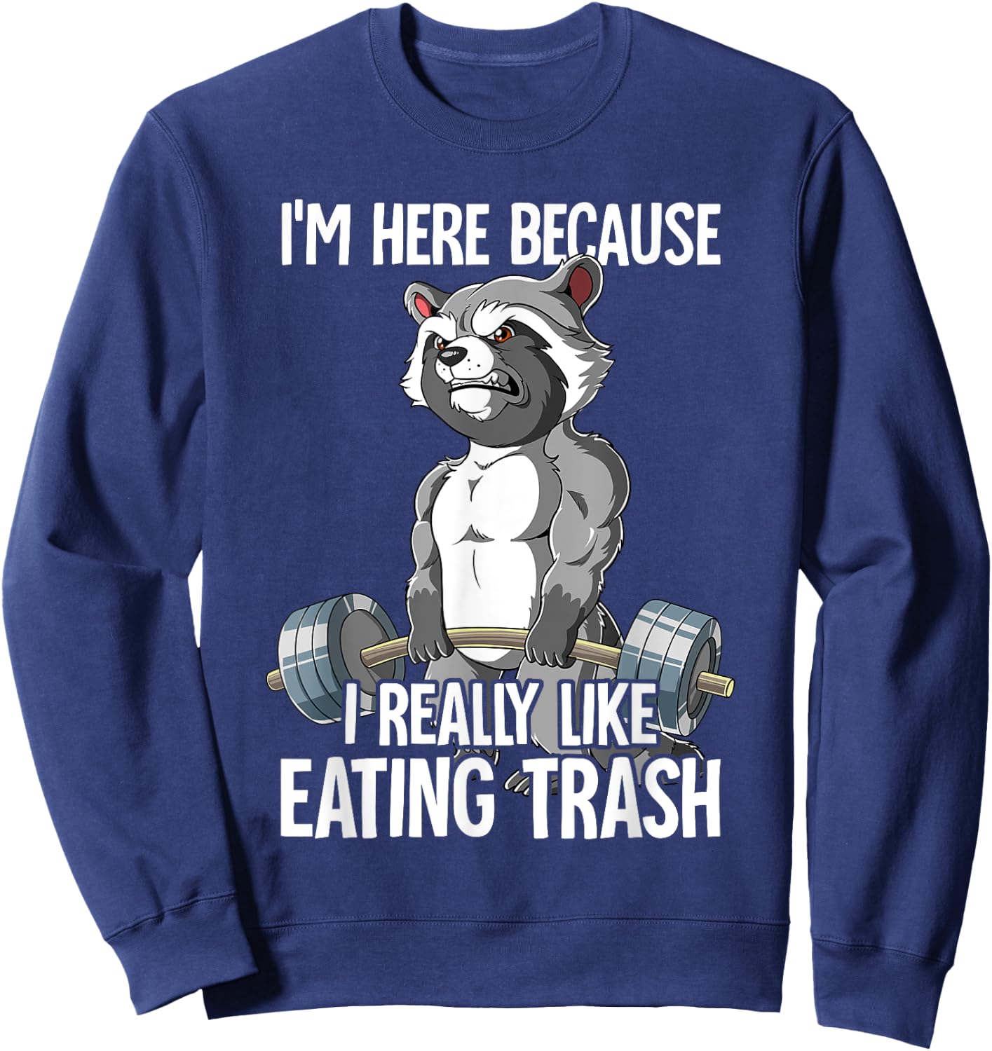 Raccoon Gym Weight Training Bodybuilder Sweatshirt - Sweatshirt | Navy