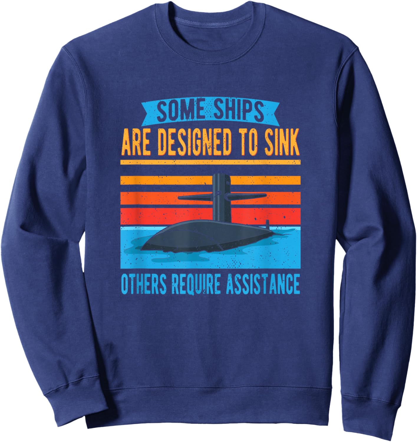 Pigboat Combat Open Sea Veteran Ocean Deep Sub , -Adults, Black, Small, Short Sleeve, Cotton 65% Polyester 35%, Submarine Themed Sweatshirt - Sweatshirt | Navy