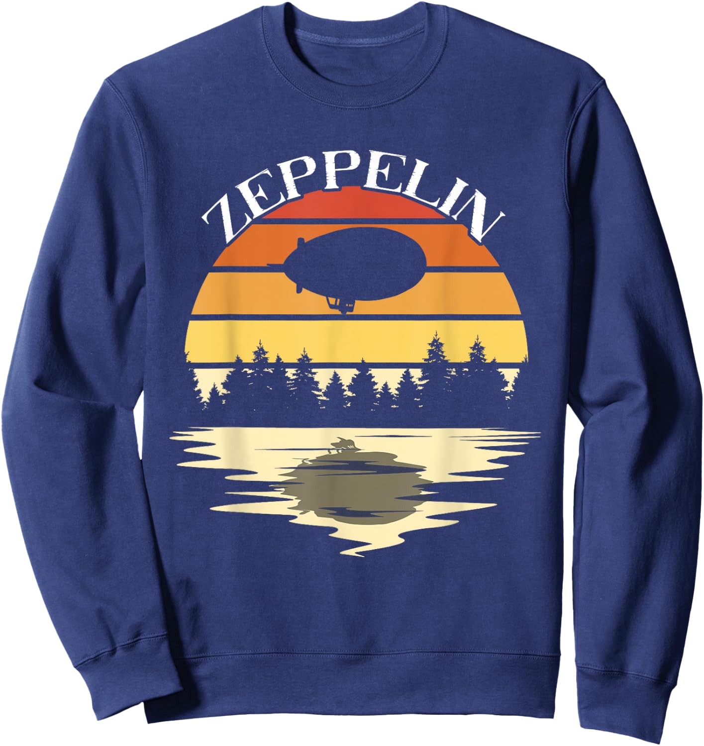 Zeppelin Retro Dirigible Landscape Blimp Zepelin Airship Sweatshirt - Sweatshirt | Navy