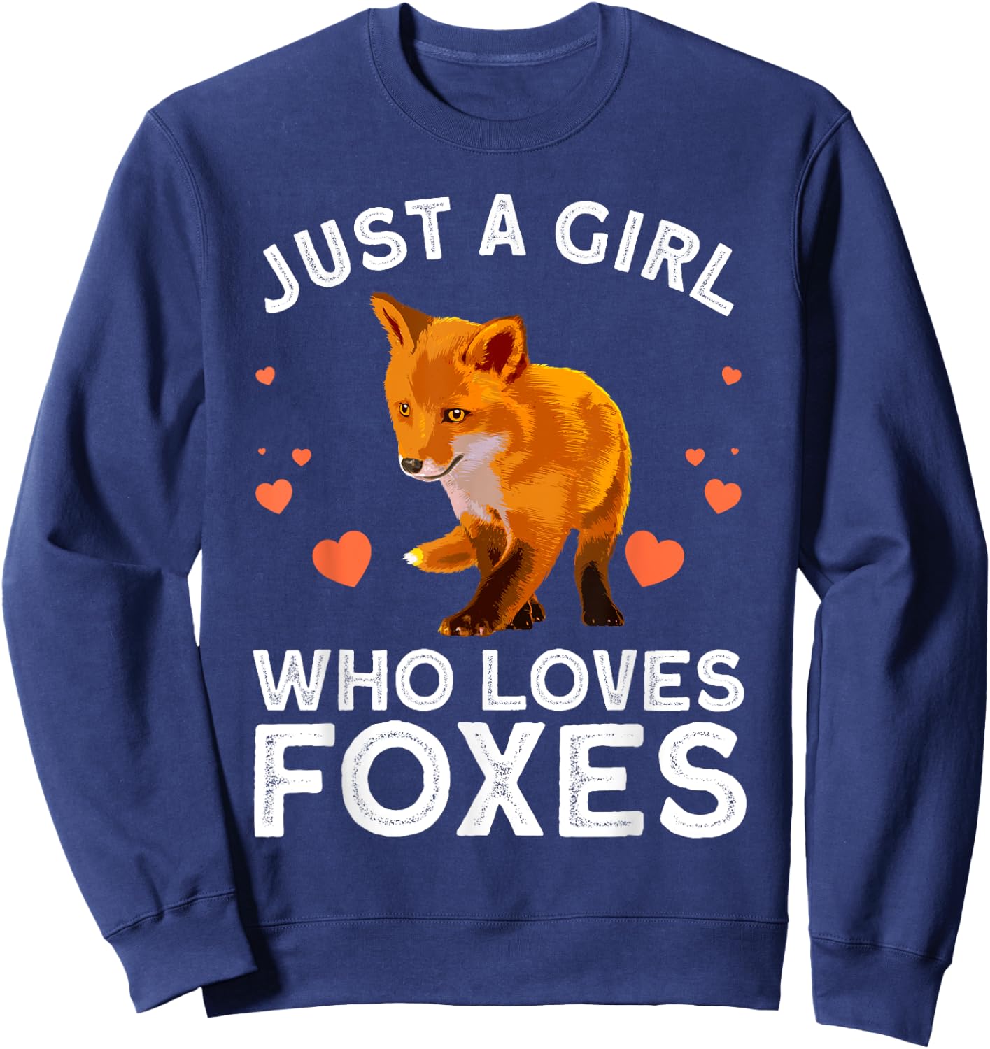 Cute Fox Design Girls Vulpes Animal Fox Lovers Sweatshirt - Sweatshirt | Navy
