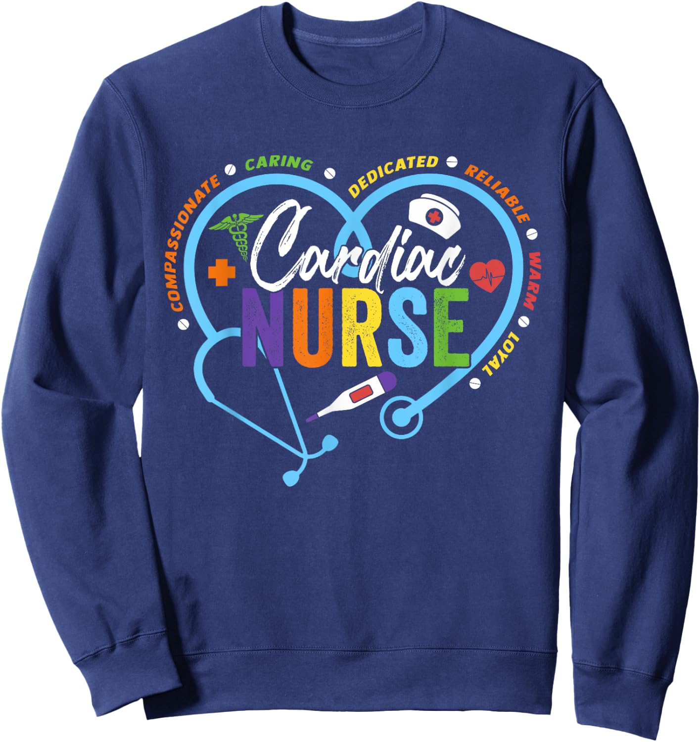 Cardiac Nurse Shirt Cardiology Nurse Cardiologist Sweatshirt - Sweatshirt | Navy