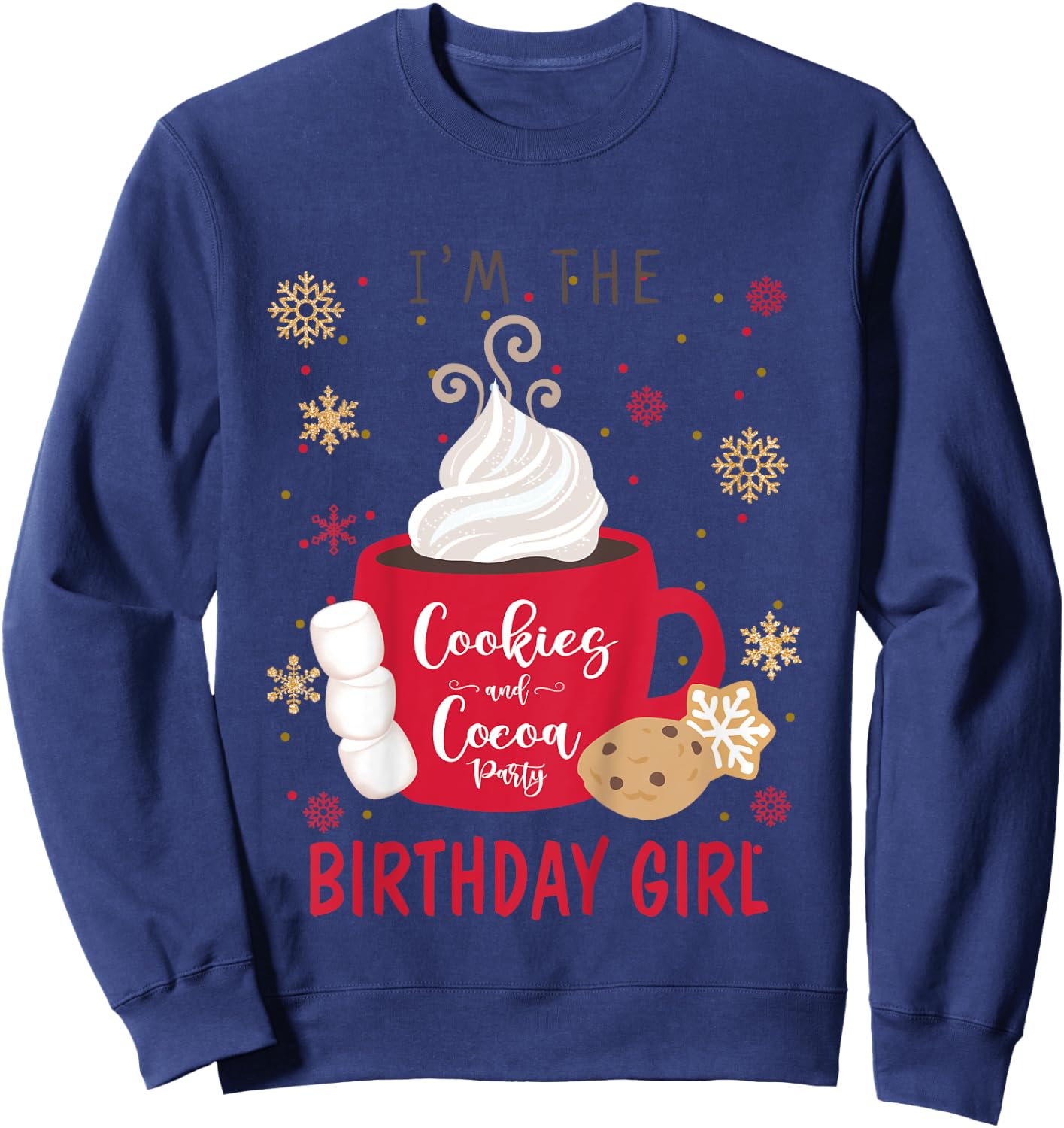 Kids I'm The Cookies and Cocoa Winter Birthday Party Matching Sweatshirt - Sweatshirt | Navy