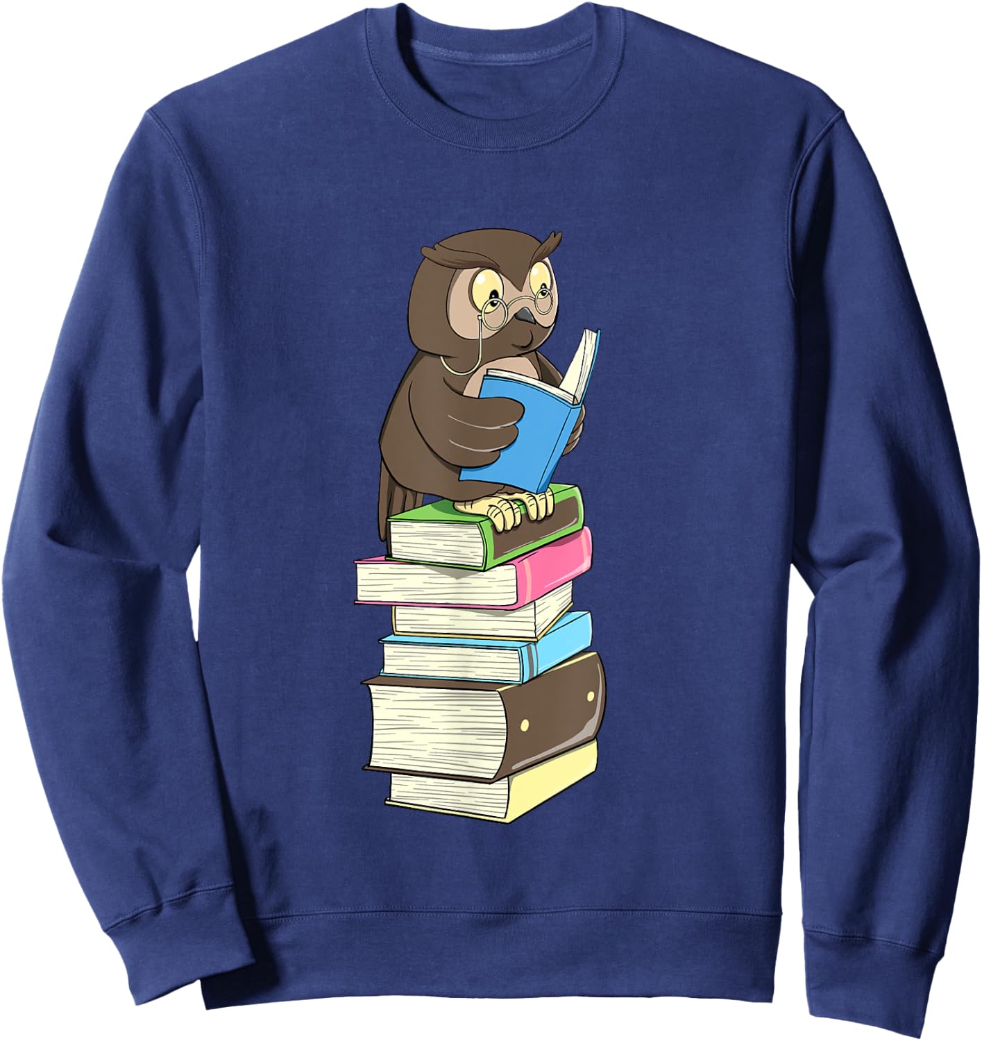 Owl Reader - Books Bookworm Bird Animal Lover Ornithologist Sweatshirt - Sweatshirt | Navy