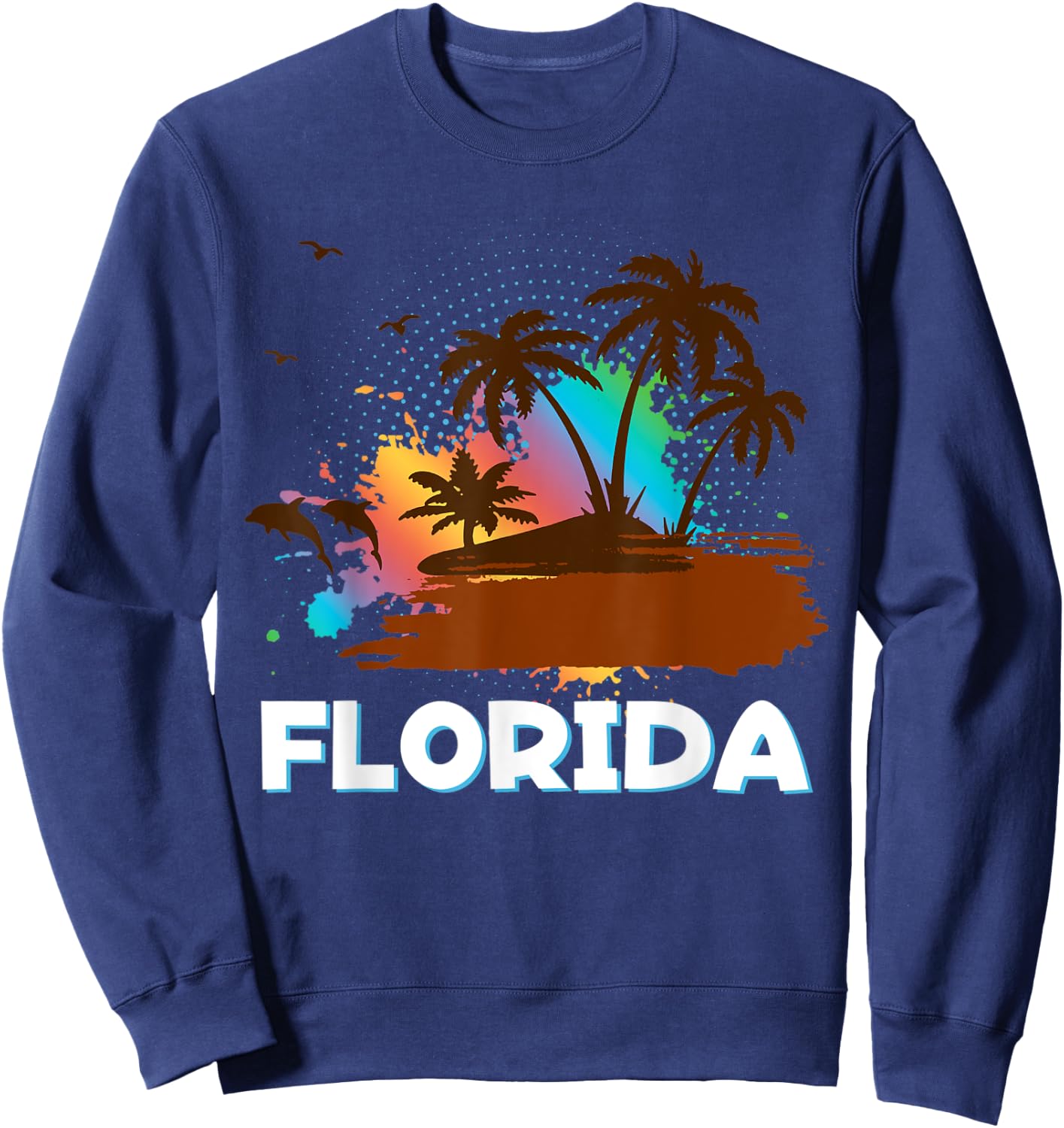 Florida Beach Vacation Art Ocean Lovers Florida Family Trip Sweatshirt - Sweatshirt | Navy