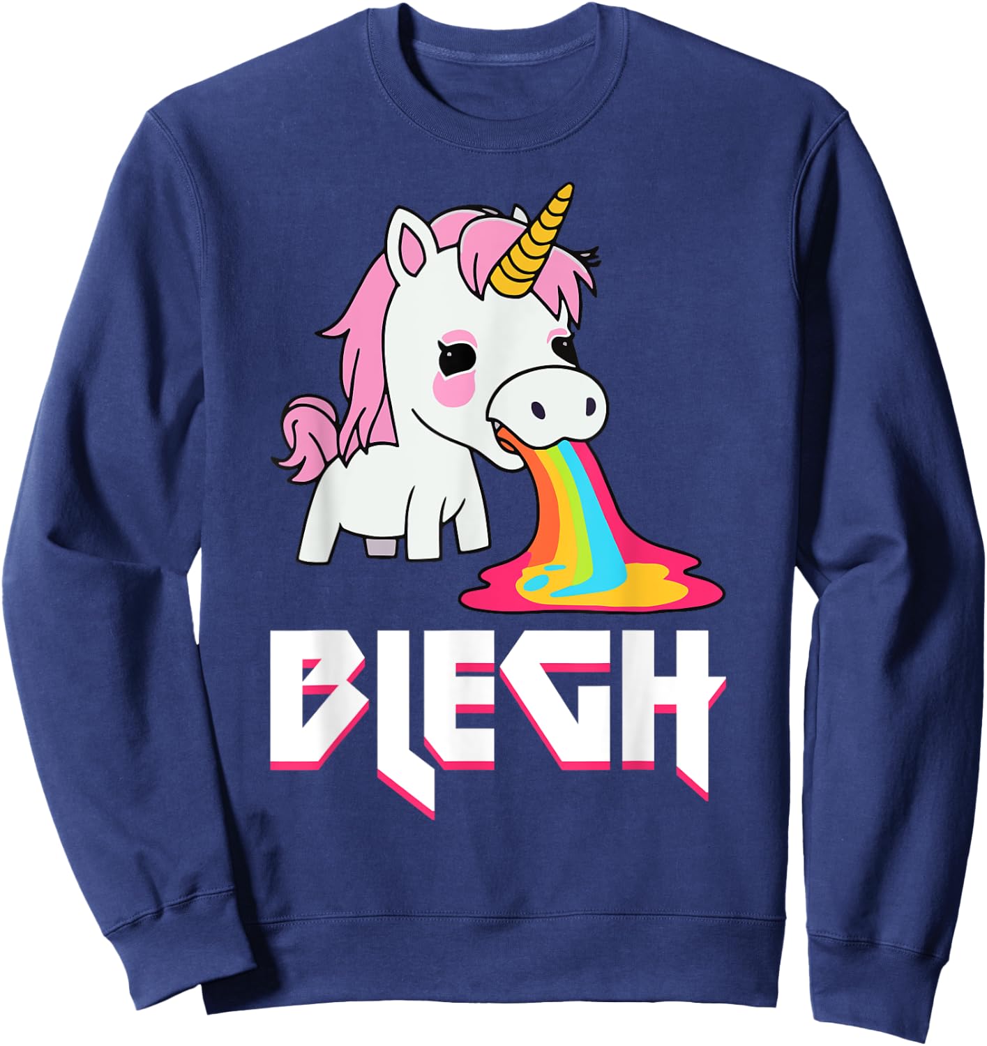 Blegh Heavy Metal Metalcore Unicorn Sweatshirt - Sweatshirt | Navy
