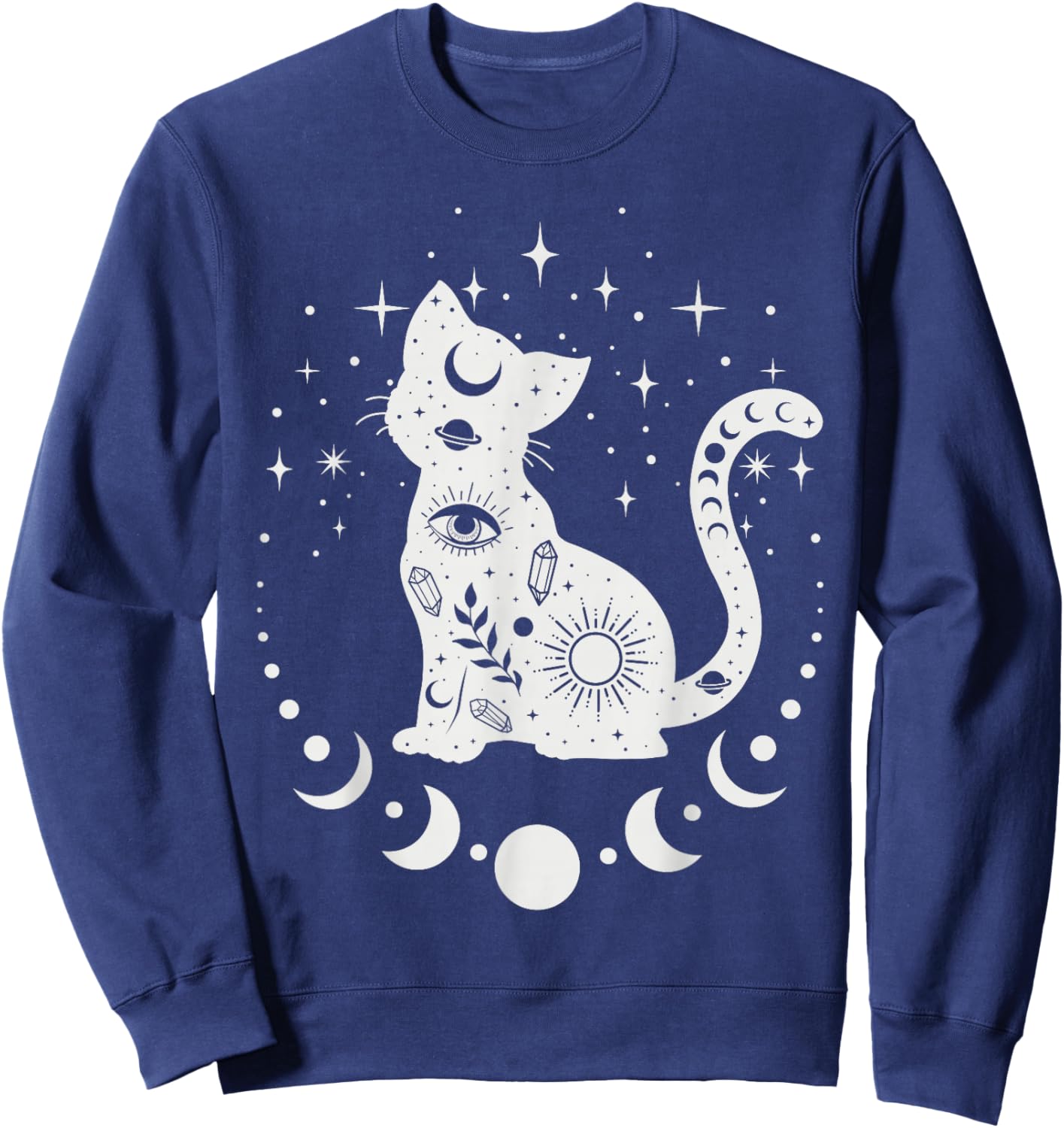 Celestial Cat, Astrology Cat, Spiritual Cat Sweatshirt - Sweatshirt | Navy