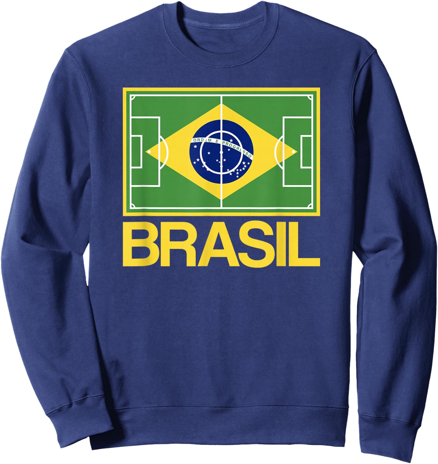 Brazil Soccer Field Flag Brasil Country Brazilian Pride Sweatshirt - Sweatshirt | Navy