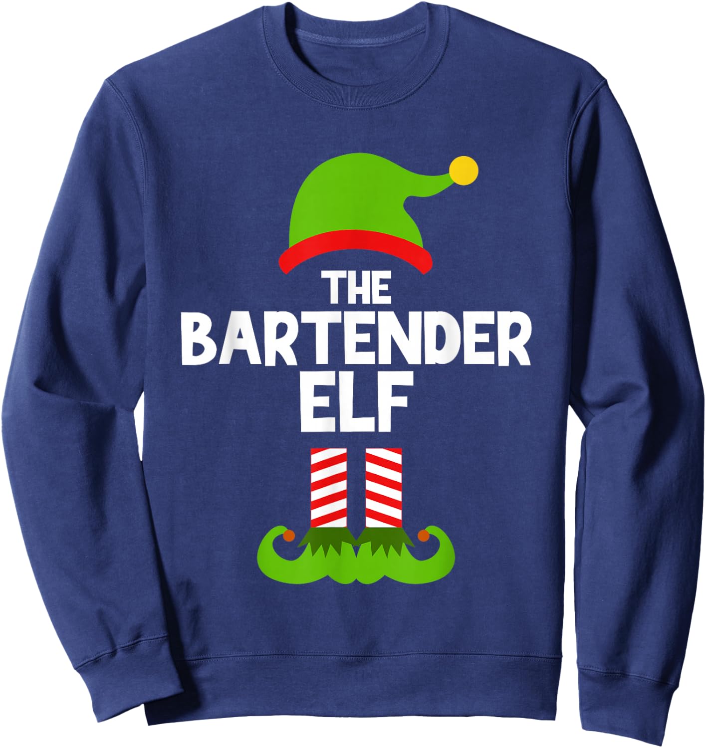 Funny The Bartender Elf Christmas Family Party Pajama Sweatshirt - Sweatshirt | Navy