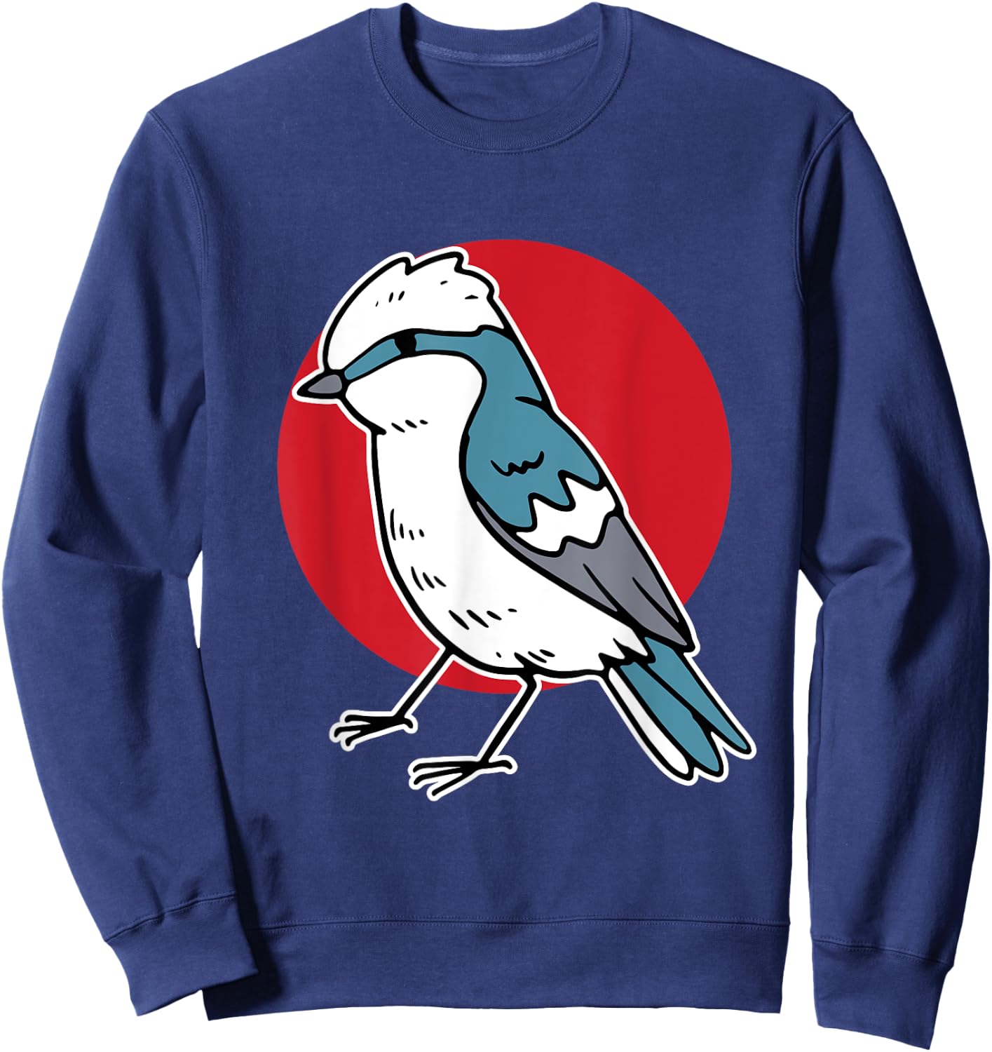 Cartoon Blue Jay Blue Bird On Red Circle Sweatshirt - Sweatshirt | Navy
