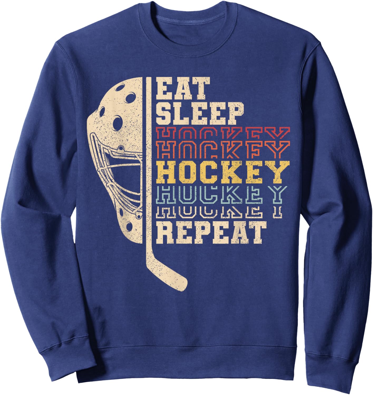 Eat Sleep Hockey Repeat Men Boys Kid Funny Ice Hockey Player Sweatshirt - Sweatshirt | Navy