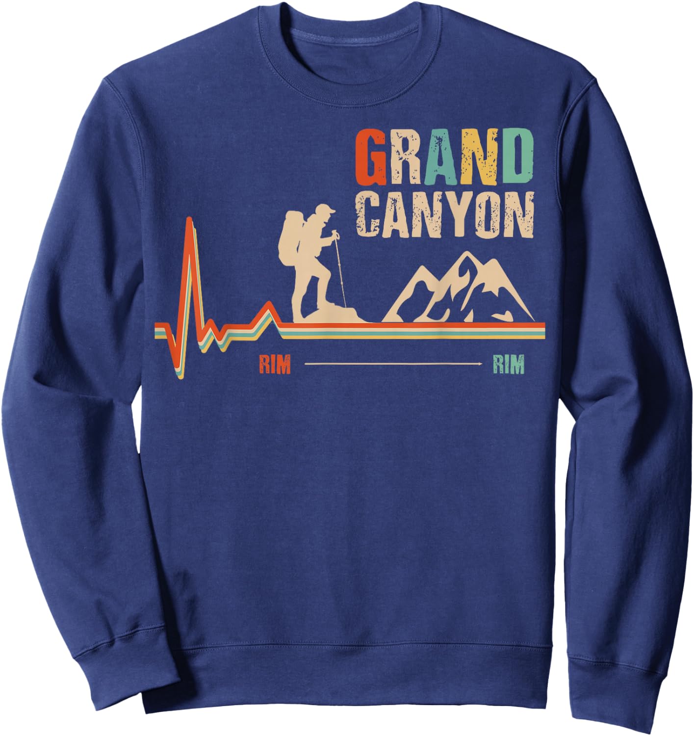 Grand Canyon National Park - Rim - Rim - Retro Hiking Sweatshirt - Sweatshirt | Navy