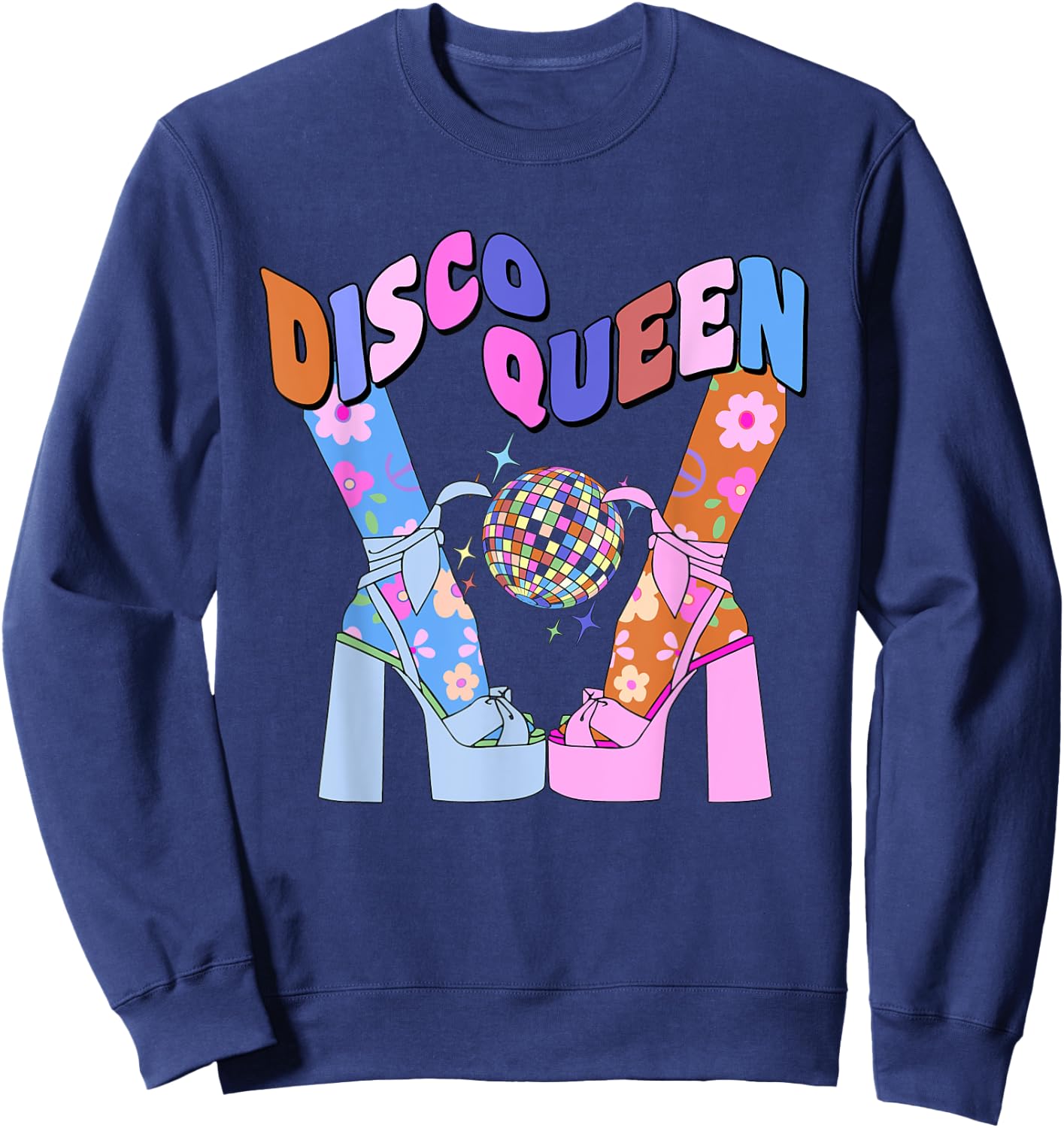 Disco Queen 70's Disco Themed Vintage Seventies Costume Sweatshirt - Sweatshirt | Navy