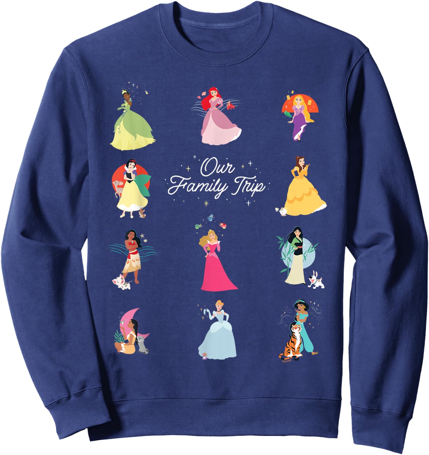 Disney Princess Our Family Trip Vacation Travel Holiday Sweatshirt - Sweatshirt | Navy