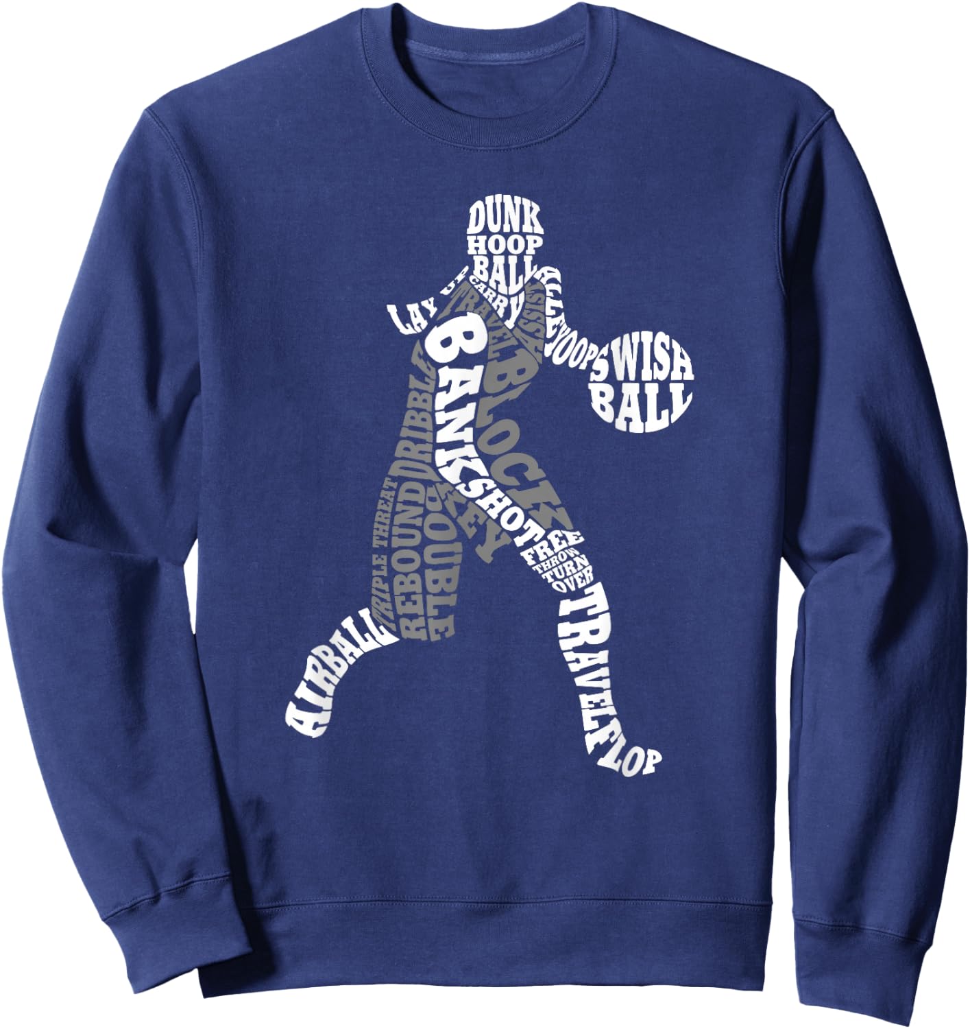 Female Basketball Player Typography Word Art Sweatshirt - Sweatshirt | Navy