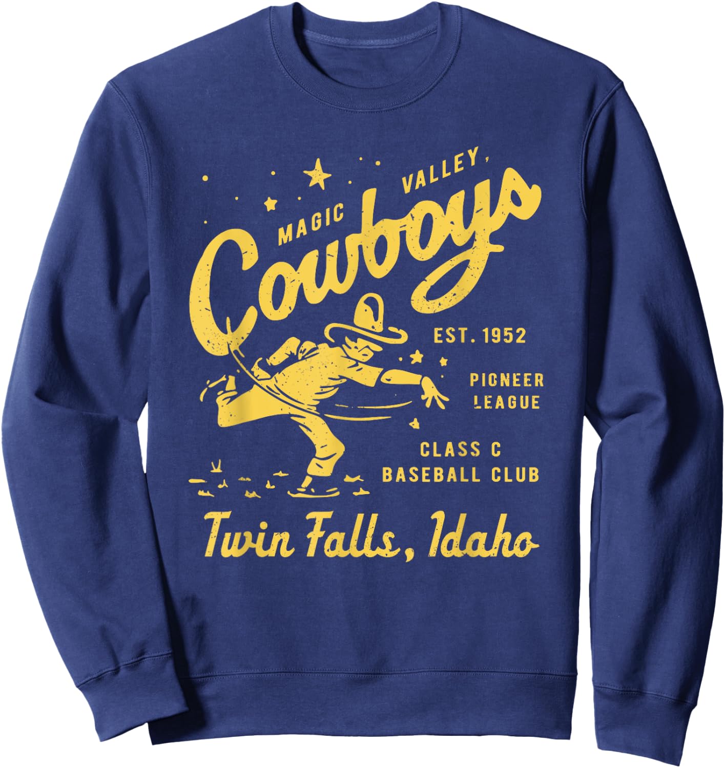 Twin Falls Magic Valley Cowboys Idaho Defunct Baseball Sweatshirt - Sweatshirt | Navy