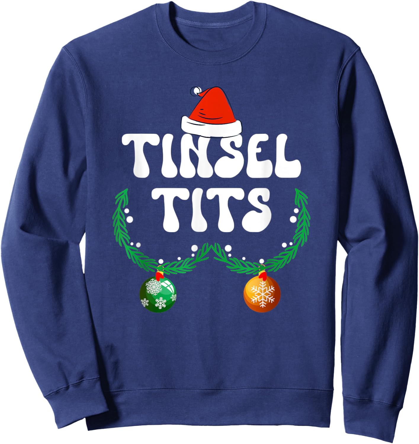 Jingle Balls Tinsel Tits Couple Chestnuts Christmas Pajamas Sweatshirt - Sweatshirt | Navy