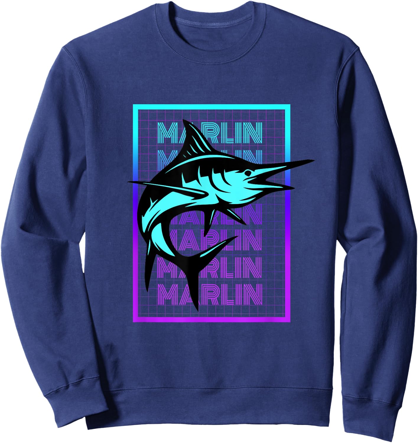 Marlin Fish Vintage Retro Marlin Sweatshirt - Sweatshirt | Navy