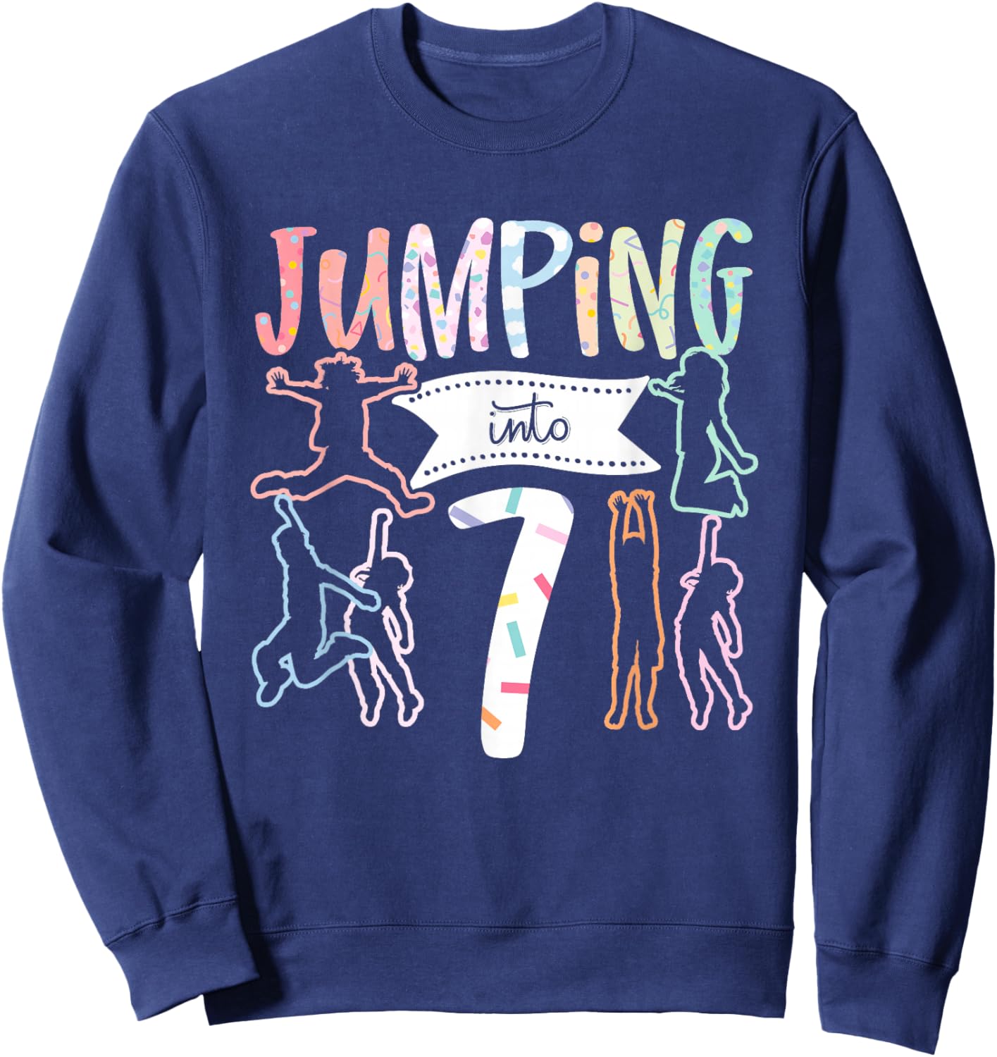 7th Birthday Jumping Into 7 Years Sweatshirt - Sweatshirt | Navy