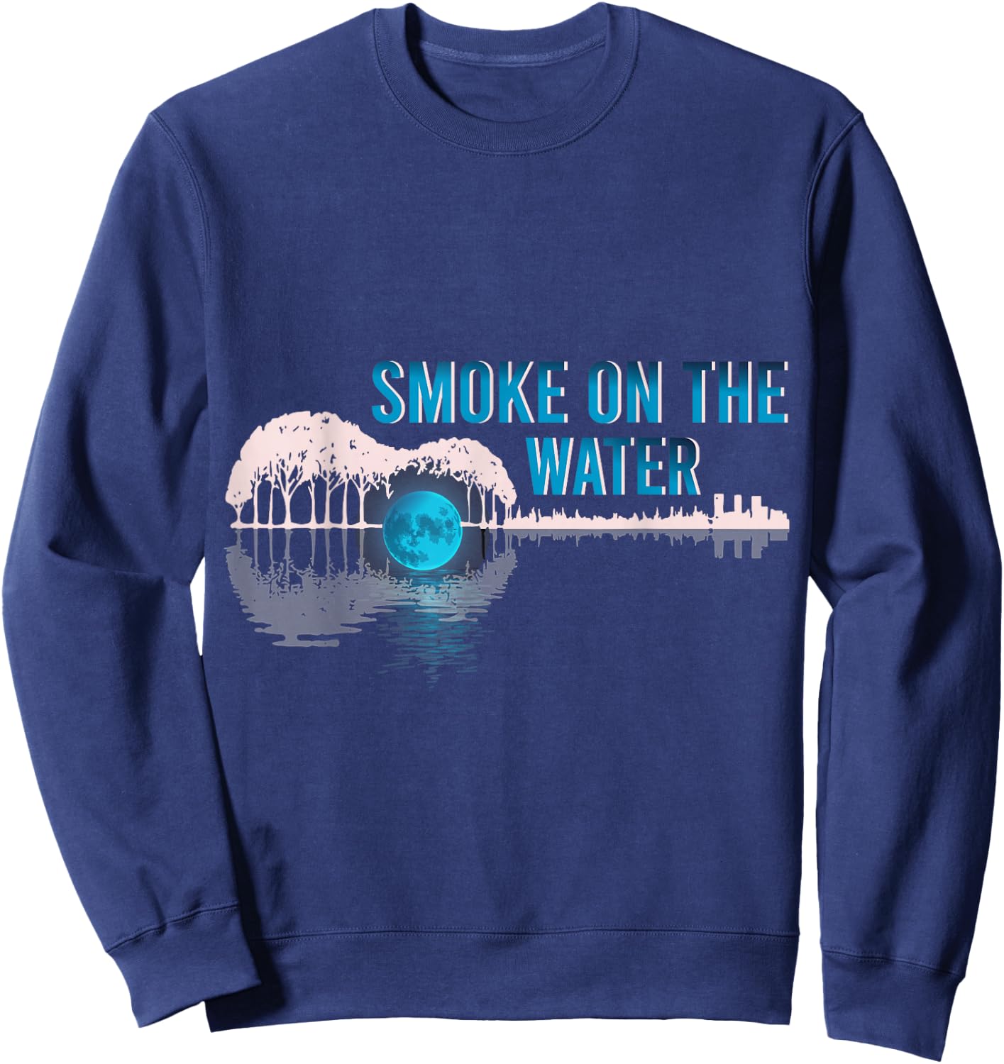 Guitar Lake Shadow Love Guitar Smoke on Water Guitar Sweatshirt - Sweatshirt | Navy