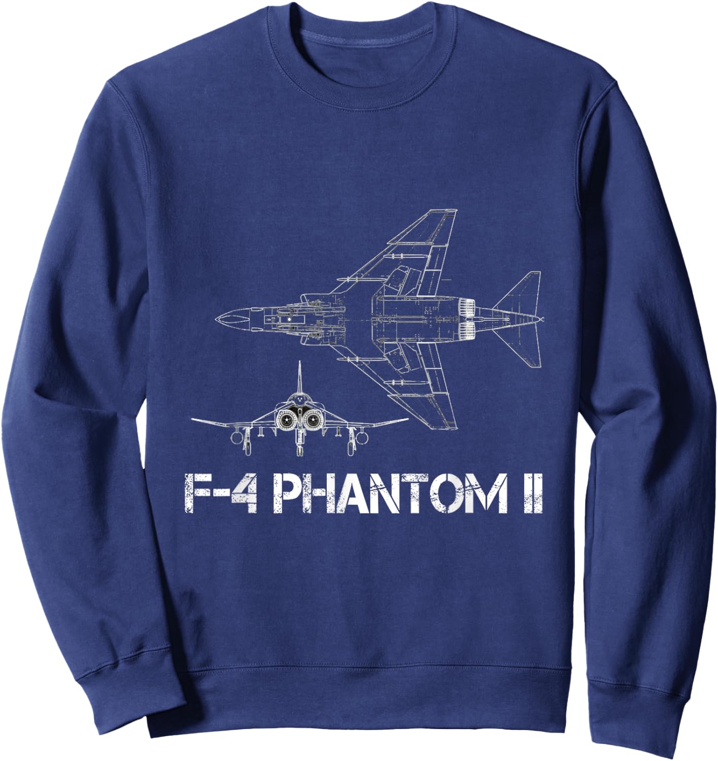 McDonnell Douglas F-4 Phantom II Blueprint Aircraft Sweatshirt - Sweatshirt | Navy