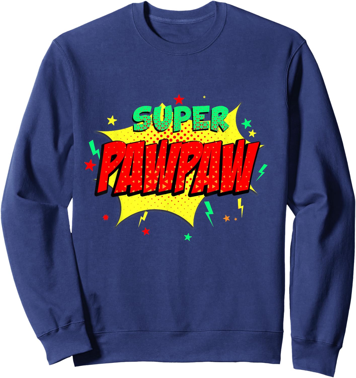 Super Pawpaw Comic Themed Style Superhero Fathers Day Sweatshirt - Sweatshirt | Navy