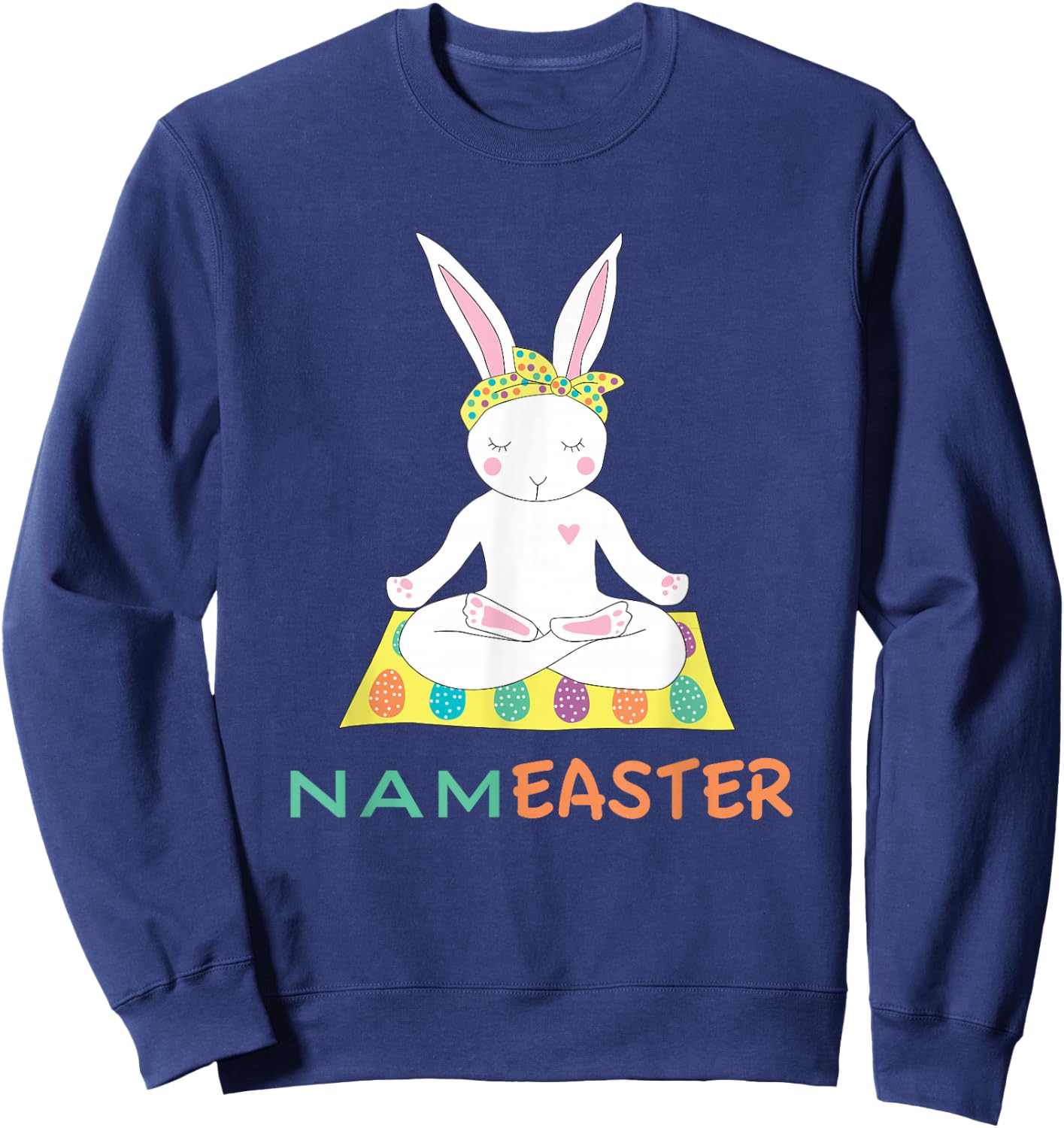 Funny Easter Bunny Doing Yoga Namaste Sweatshirt - Sweatshirt | Navy